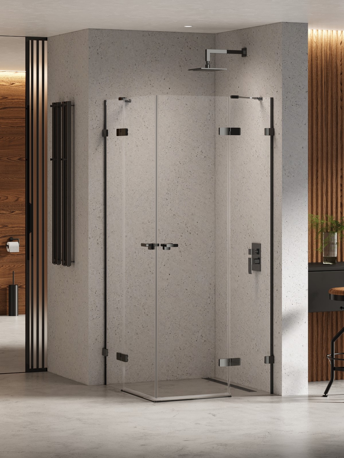 New Trendy Eventa Black Chrome douchecabine 110x110 cm vierkant zwart glans/helder glas EXK-6223