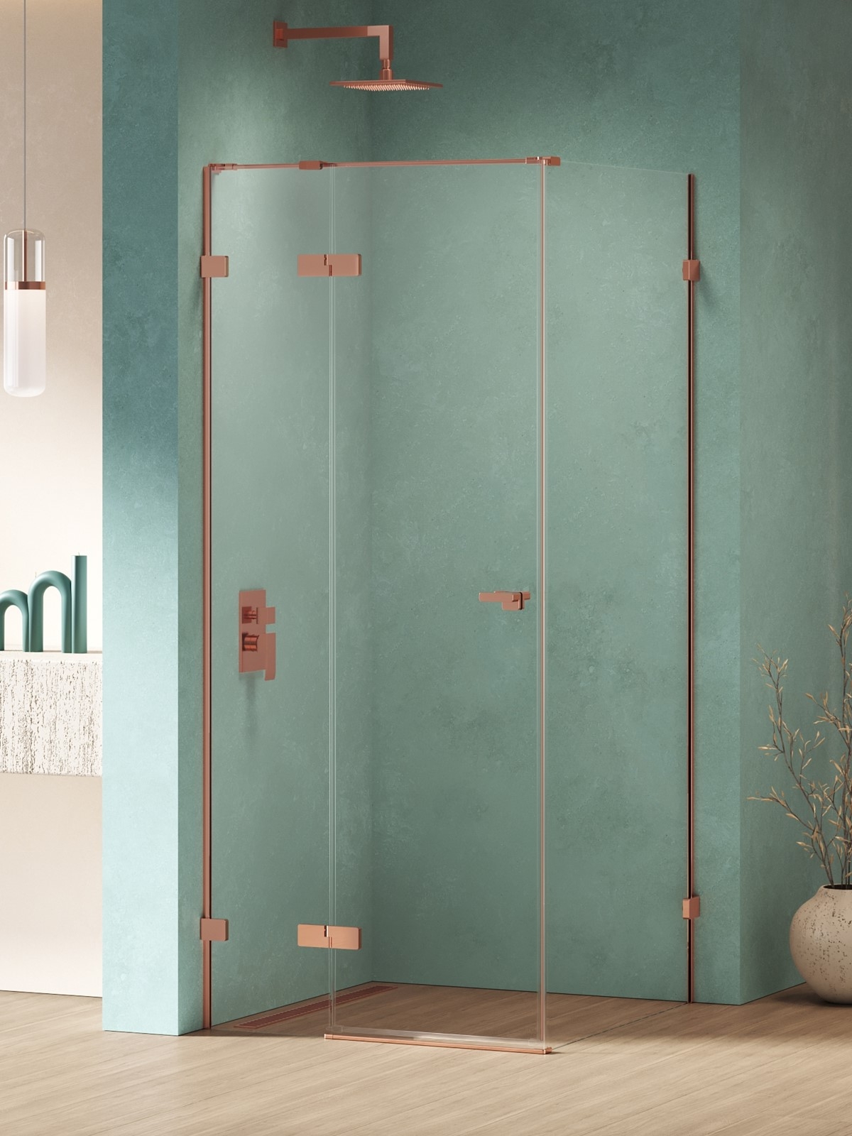 New Trendy Eventa Copper Shine douchecabine 120x90 cm rechthoekig koper glans/helder glas EXK-6396