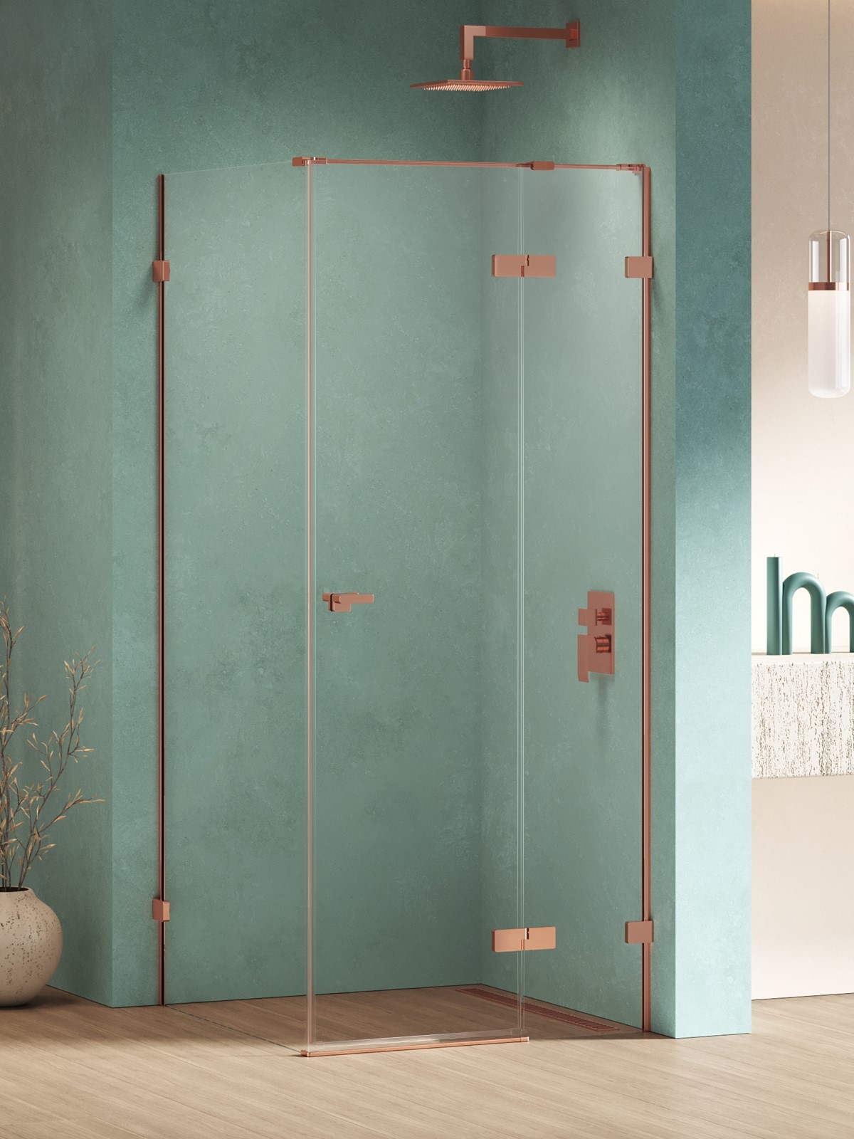 New Trendy Eventa Copper Shine douchecabine 110x100 cm rechthoekig koper glans/helder glas EXK-6416