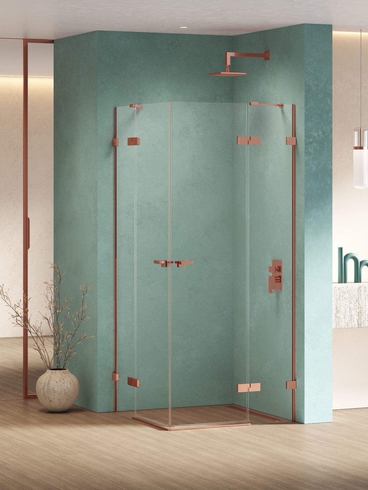 New Trendy Eventa Copper Shine douchecabine 120x120 cm vierkant koper glans/helder glas EXK-6454