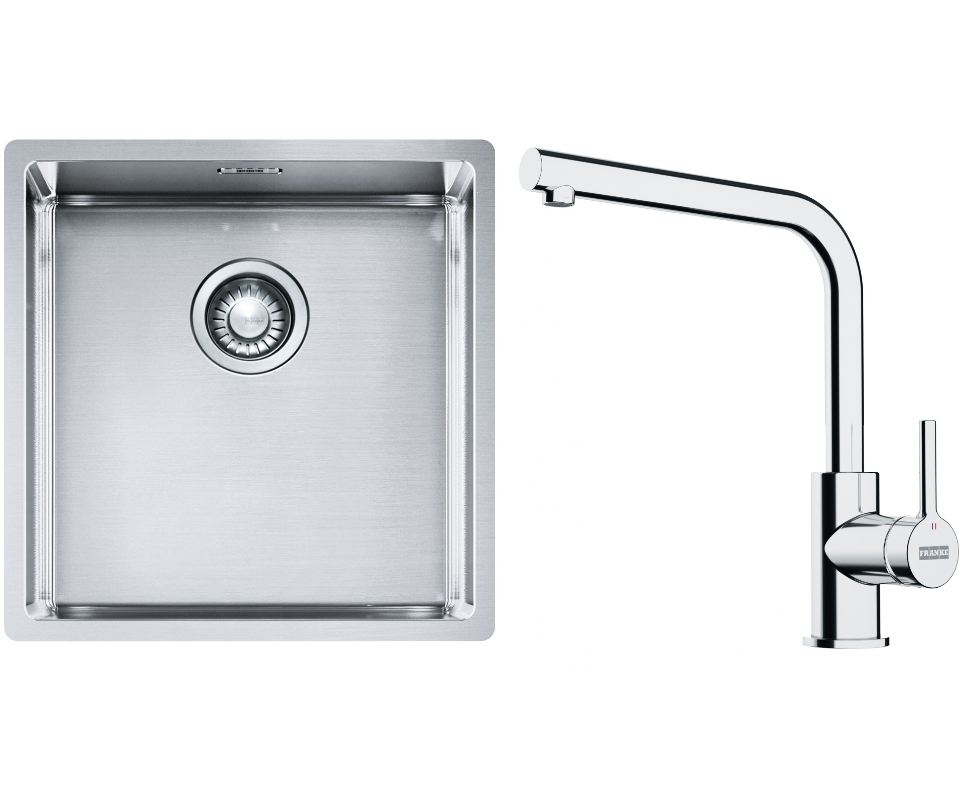 Set stalen spoelbak Franke Box 127.0453.654, keukenkraan Franke Lina 115.0693.230