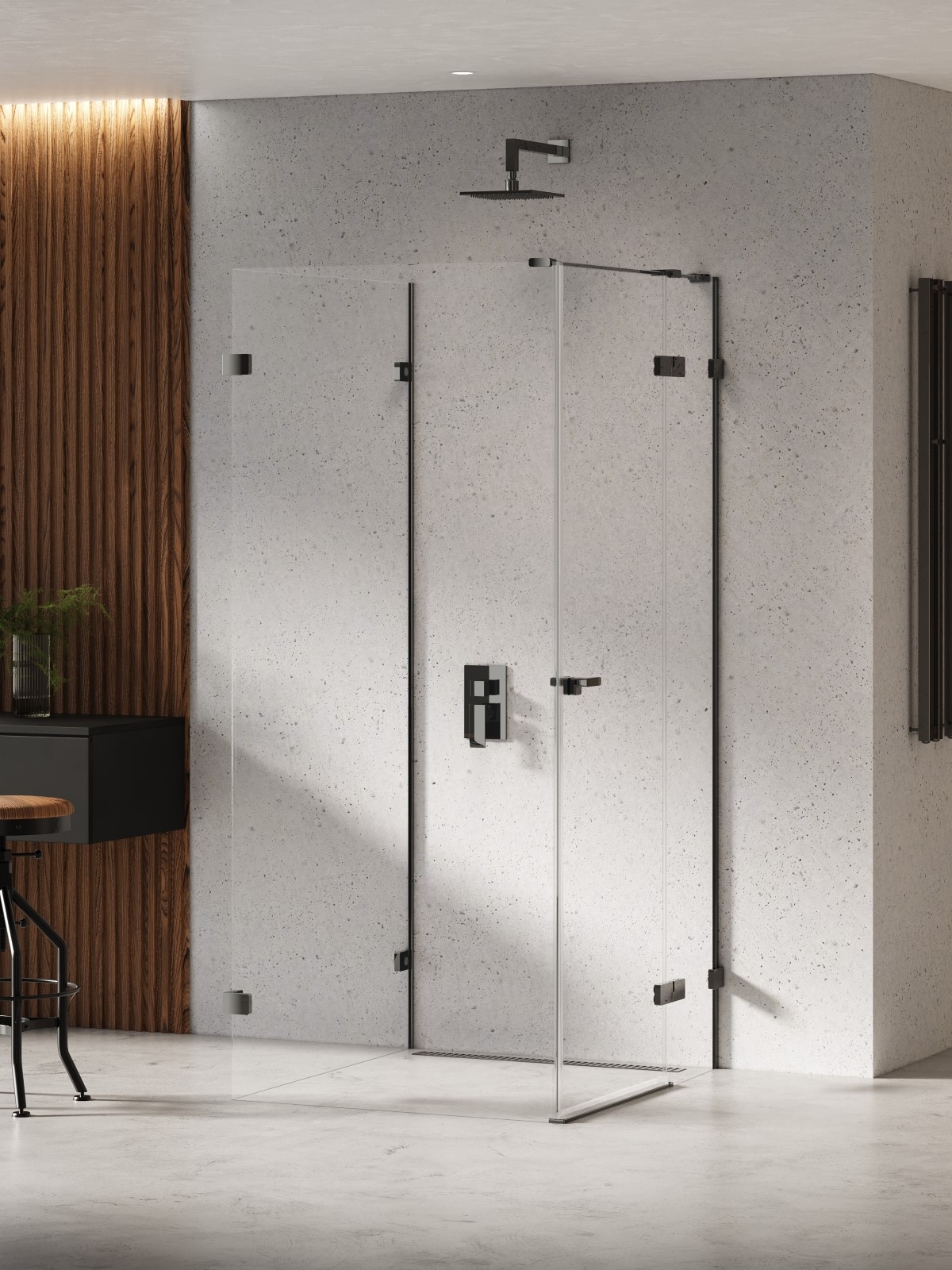 New Trendy Eventa Black Chrome douchecabine 100x100 cm vierkant zwart glans/helder glas EXK-6289