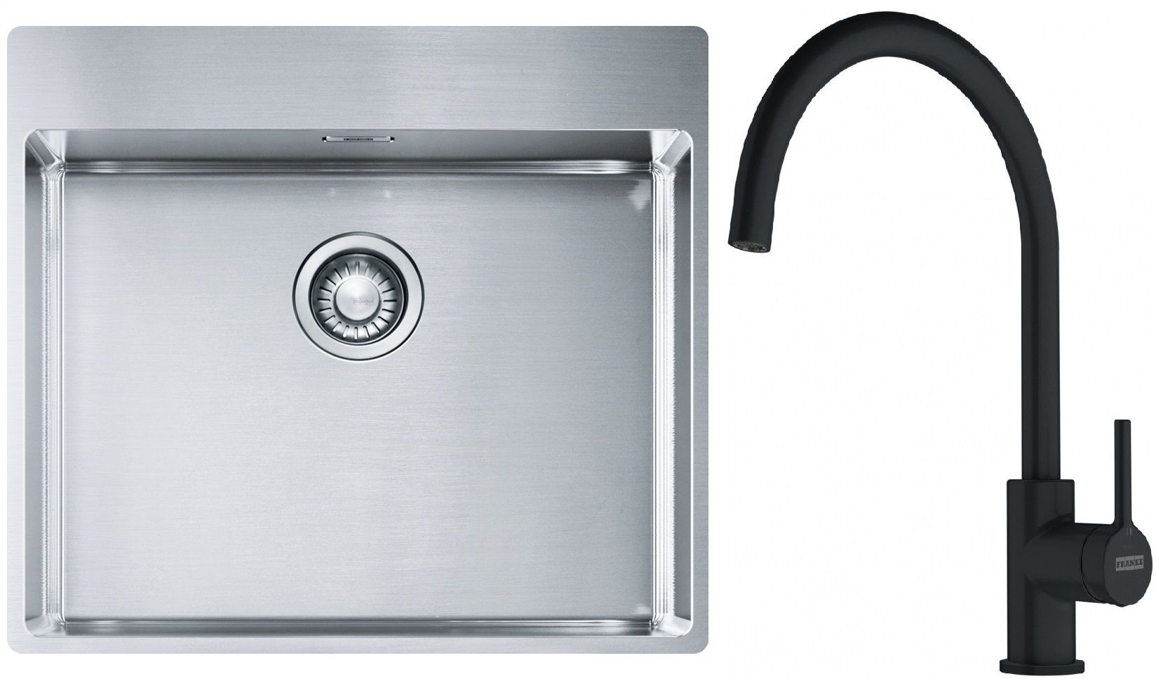 Set stalen spoelbak Franke Box 127.0369.295, keukenkraan Franke Lina 115.0626.019