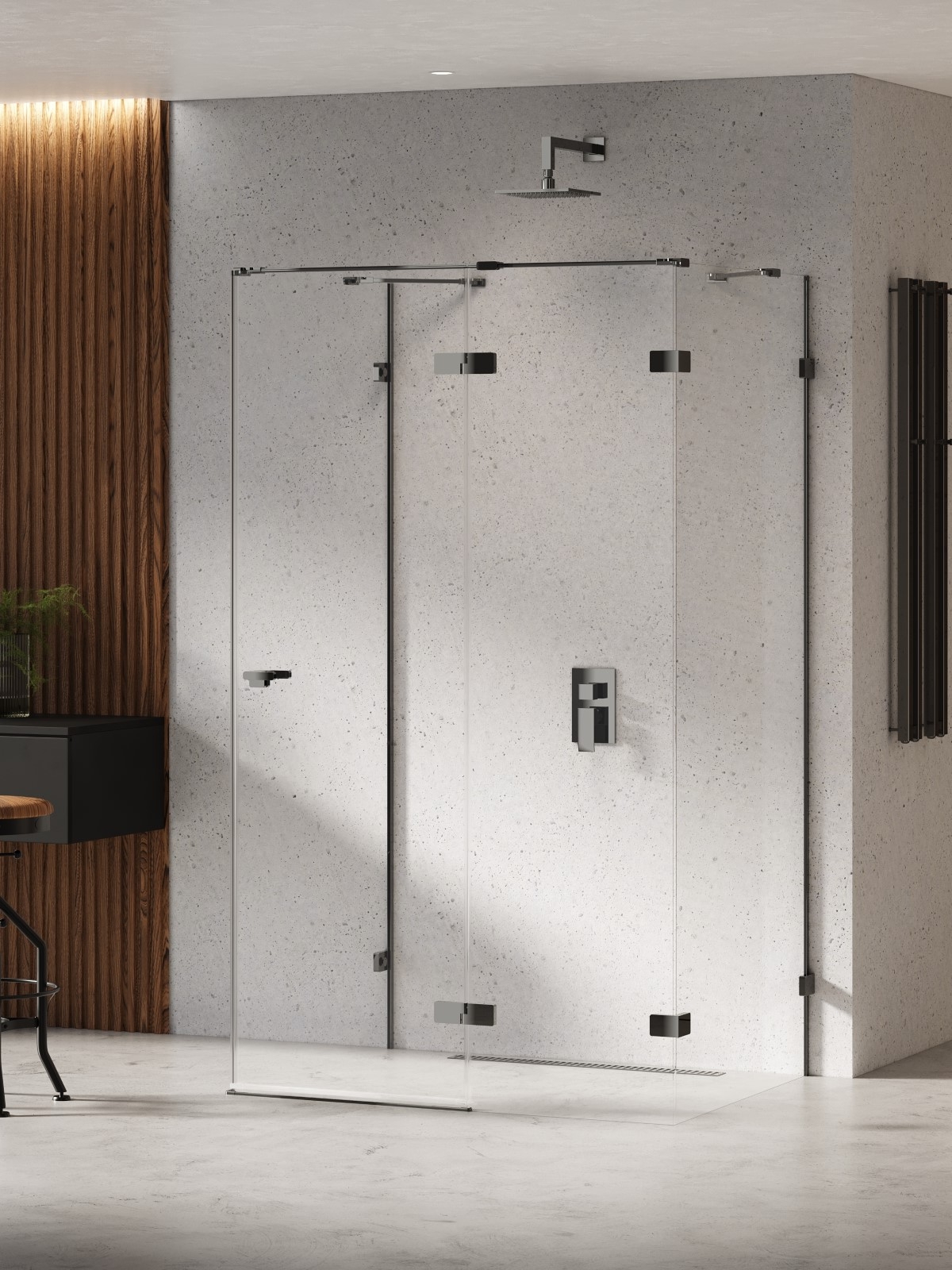 New Trendy Eventa Black Chrome douchecabine 120x100 cm rechthoekig zwart glans/helder glas EXK-6270