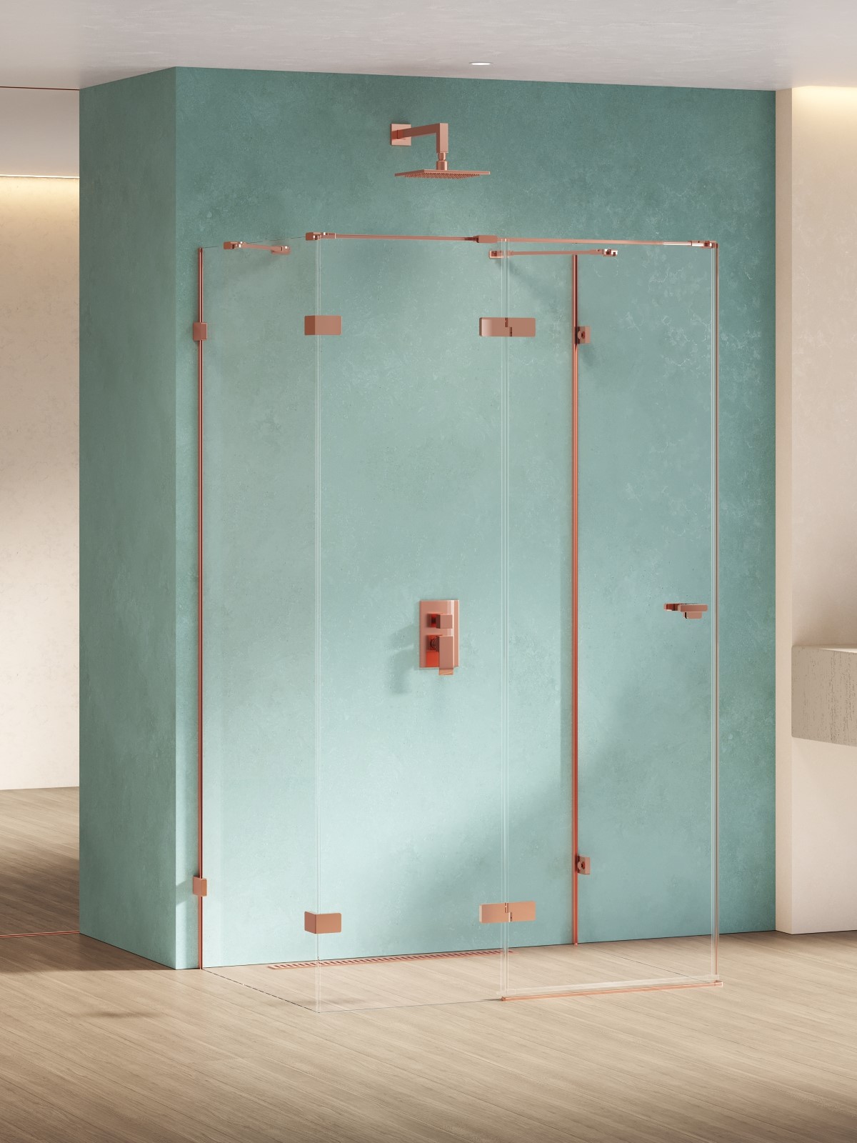 New Trendy Eventa Copper Shine douchecabine 100x100 cm vierkant koper glans/helder glas EXK-6489