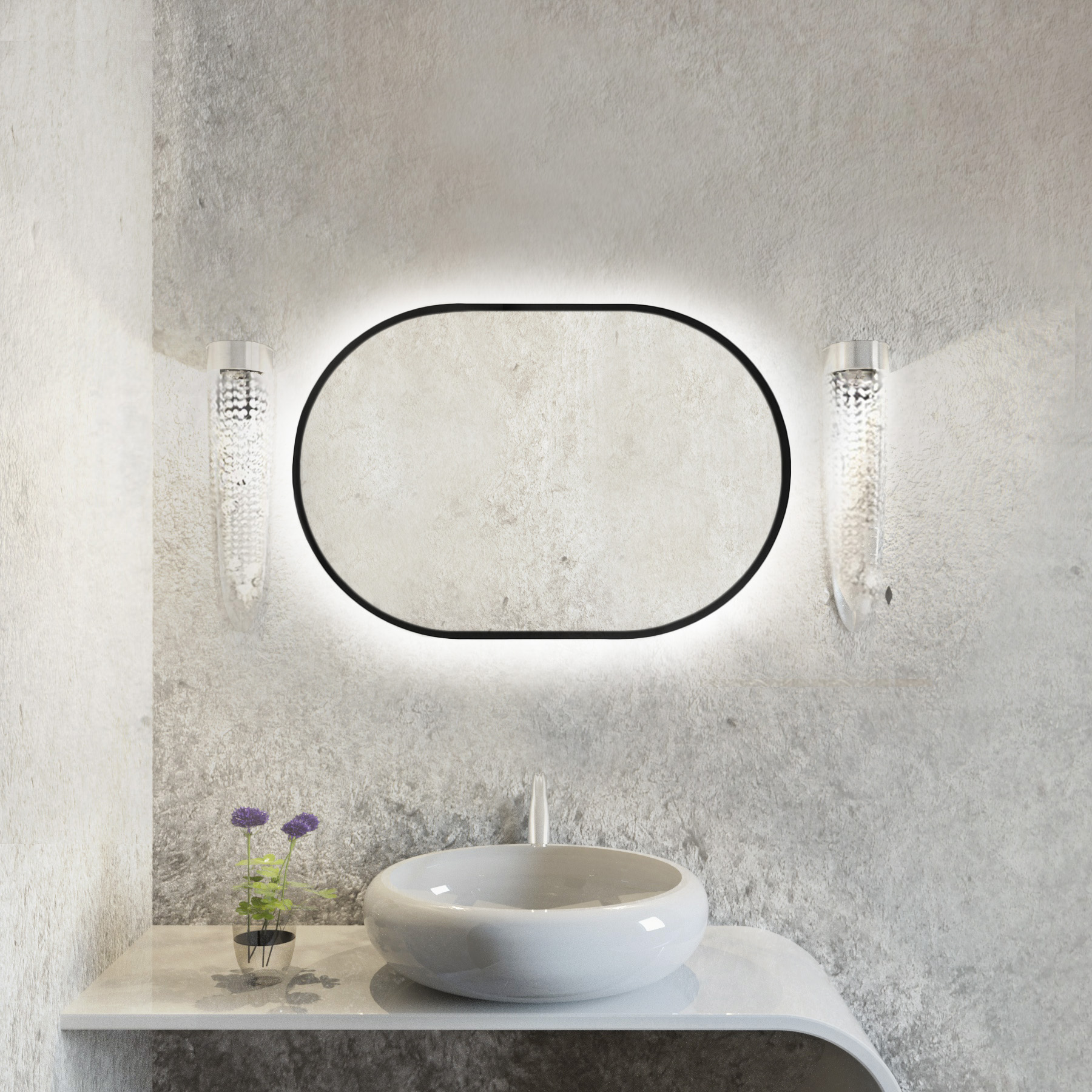 Baltica Design Tiny Border Pastille spiegel 60x120 cm ovaal met verlichting zwart 5904107929149