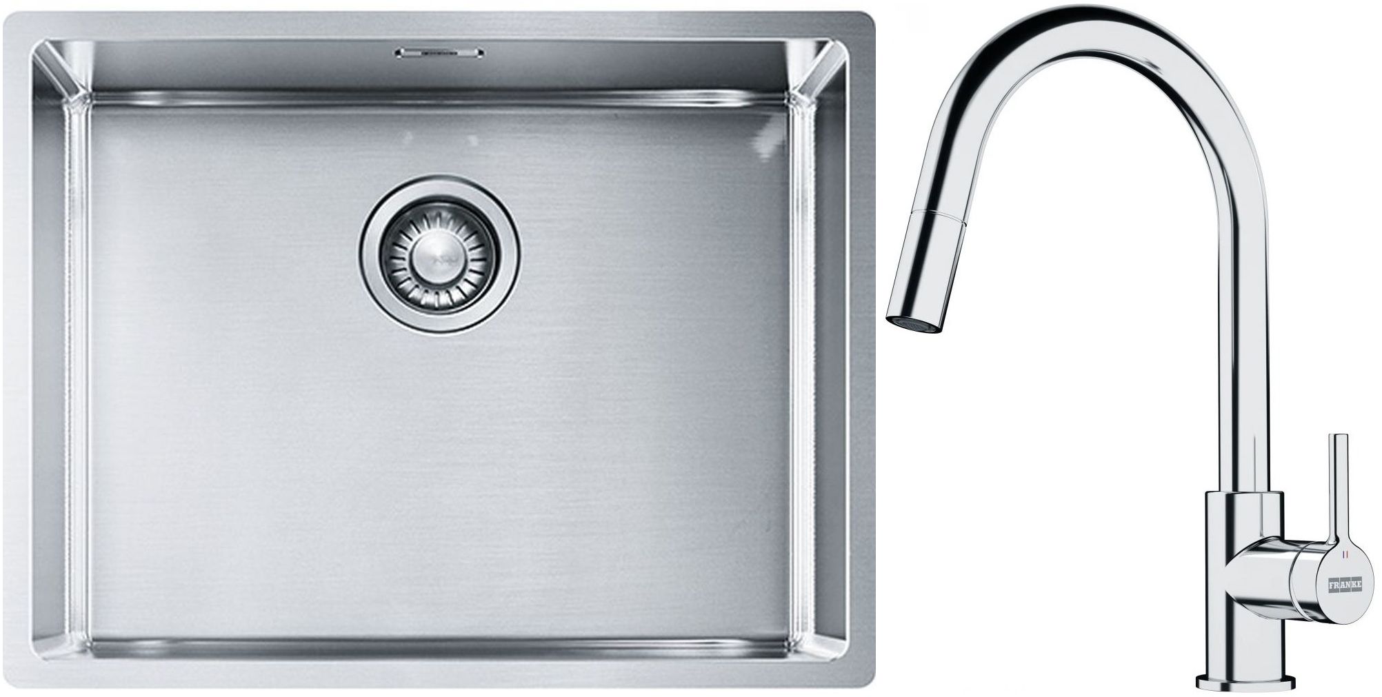 Set stalen spoelbak Franke Box 127.0453.660, keukenkraan Franke Lina 115.0693.229