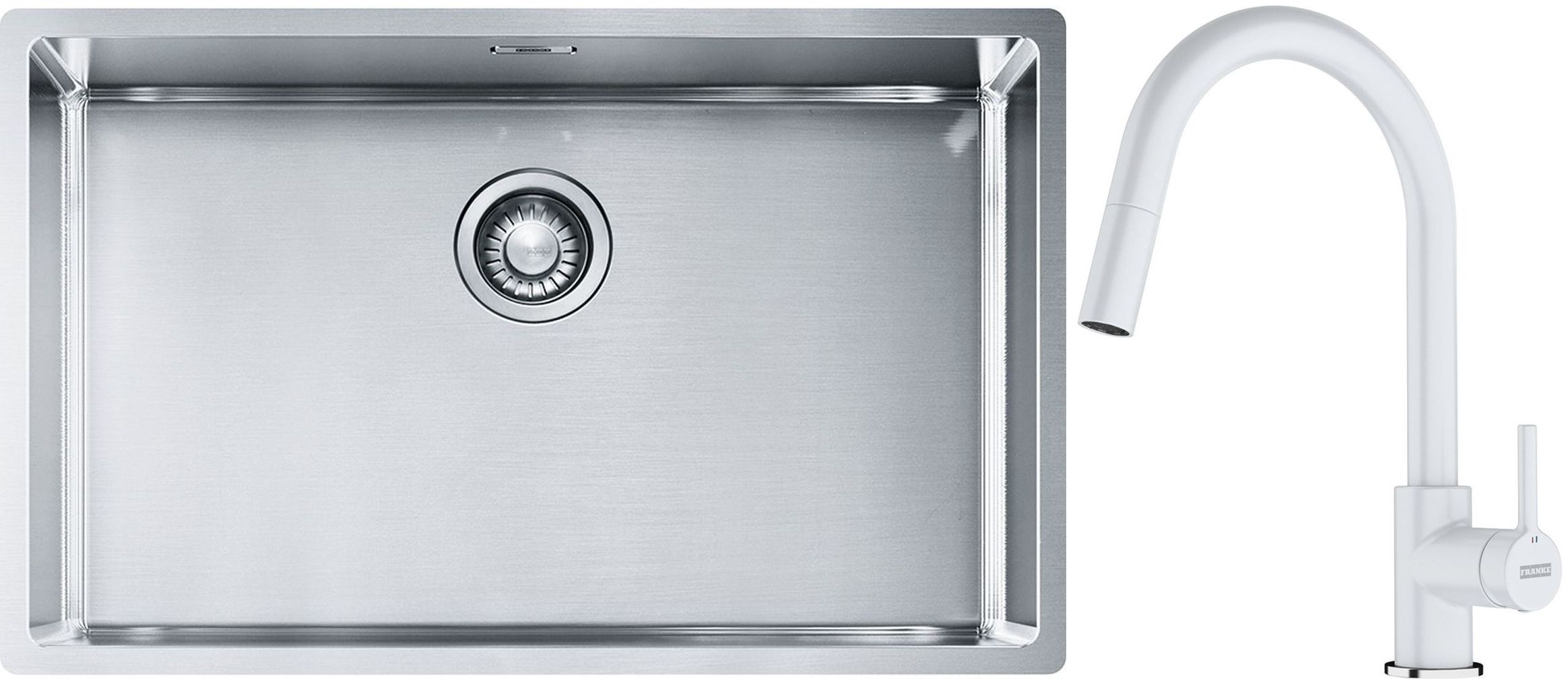 Set stalen spoelbak Franke Box 127.0453.658, keukenkraan Franke Lina 115.0626.081