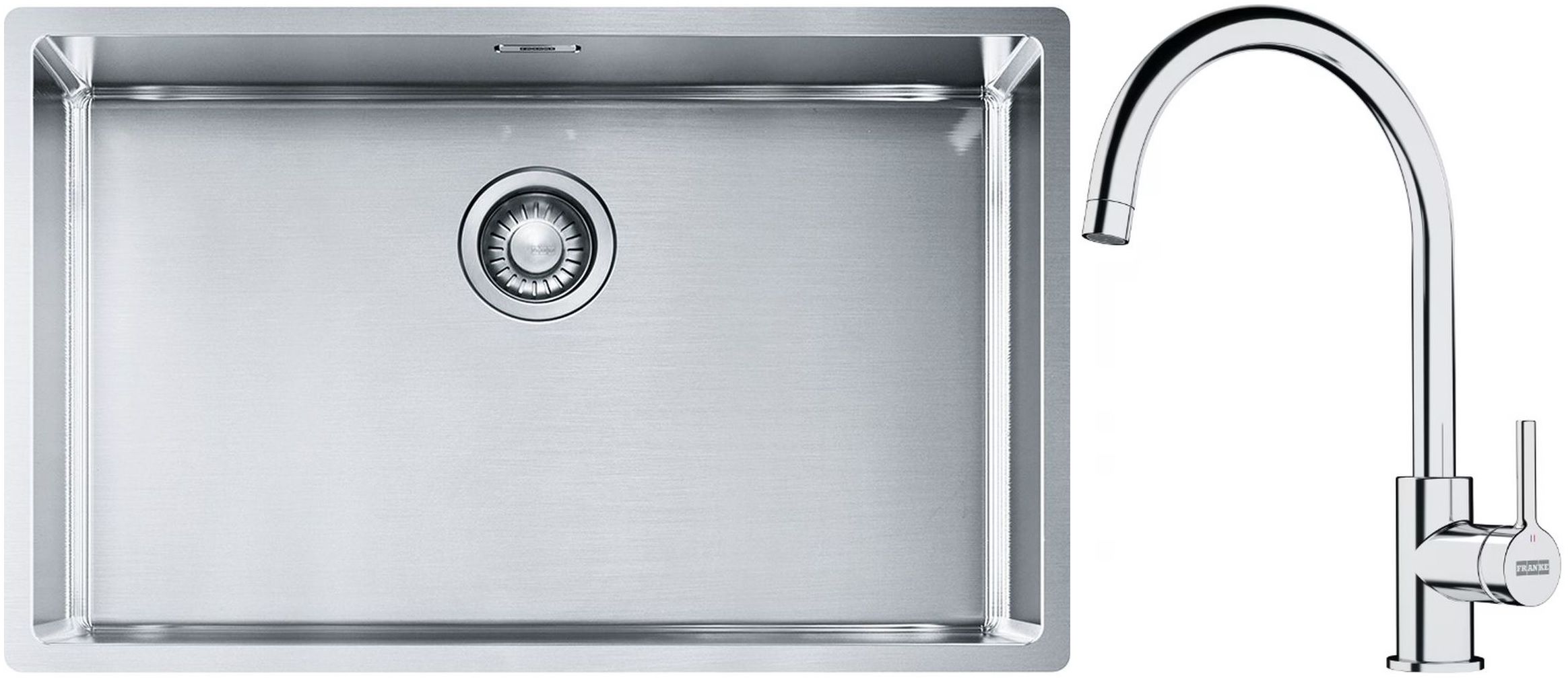 Set stalen spoelbak Franke Box 127.0453.658, keukenkraan Franke Lina 115.0693.228