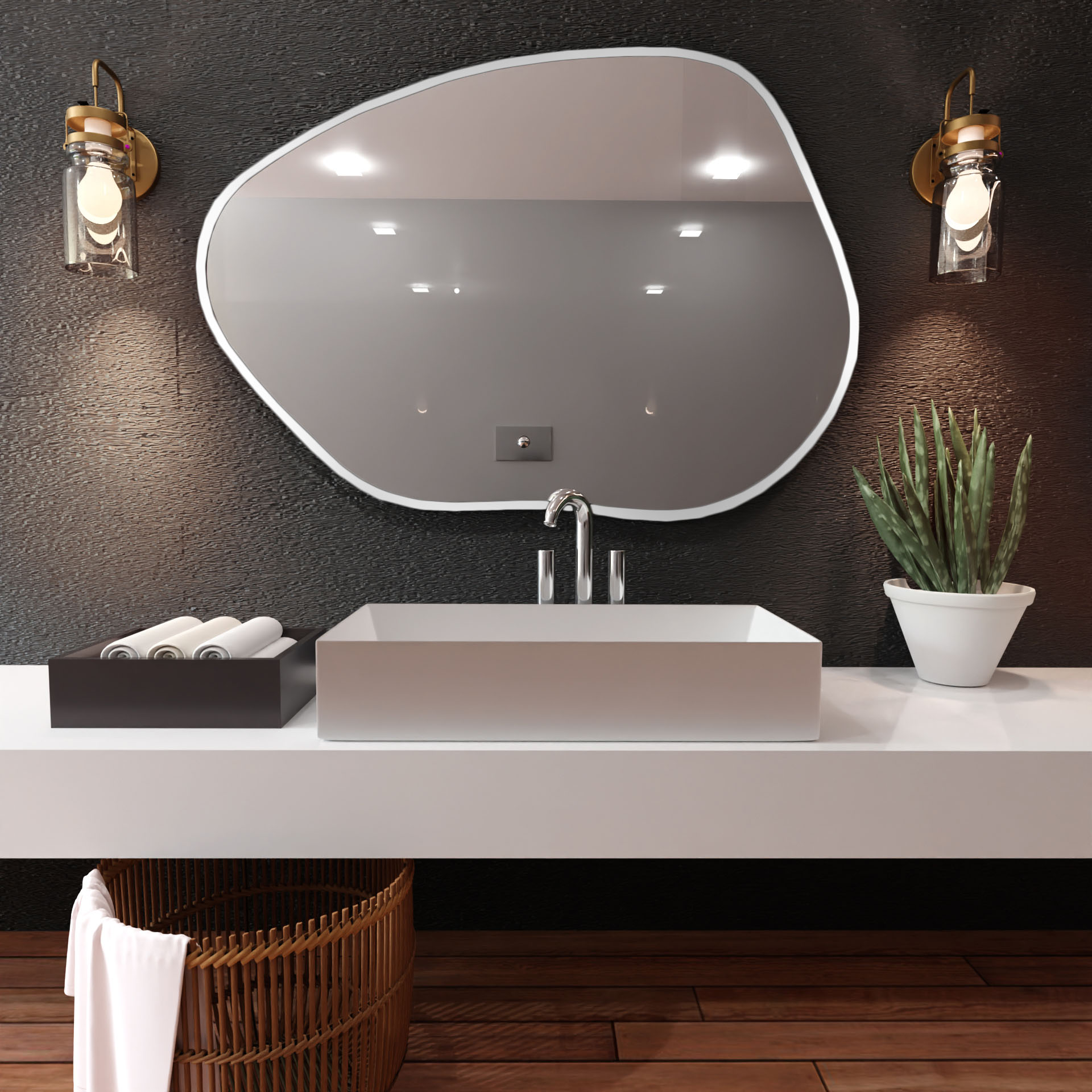 Baltica Design Bright Stain I spiegel 80x57 cm met verlichting wit 5904107916606