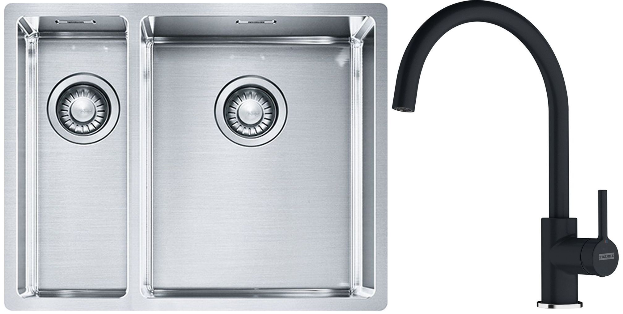 Set stalen spoelbak Franke Box 127.0369.916, keukenkraan Franke Lina 115.0626.019