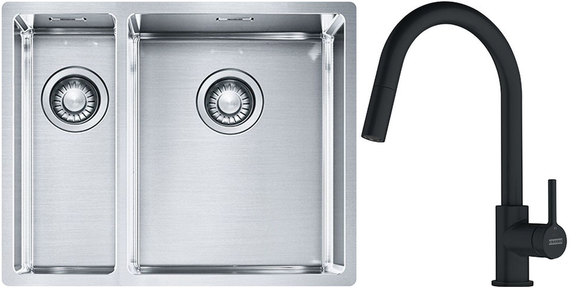 Set stalen spoelbak Franke Box 127.0369.916, keukenkraan Franke Lina 115.0626.053