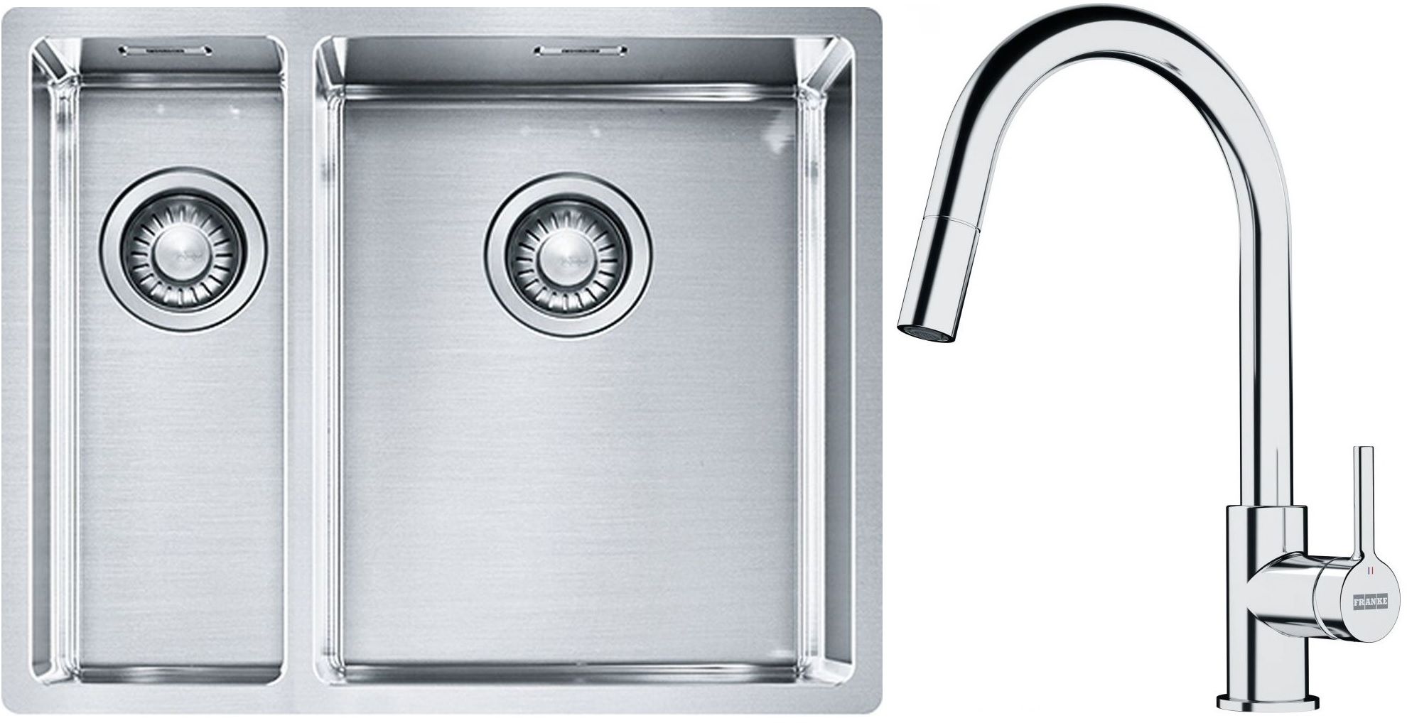 Set stalen spoelbak Franke Box 127.0369.916, keukenkraan Franke Lina 115.0693.229