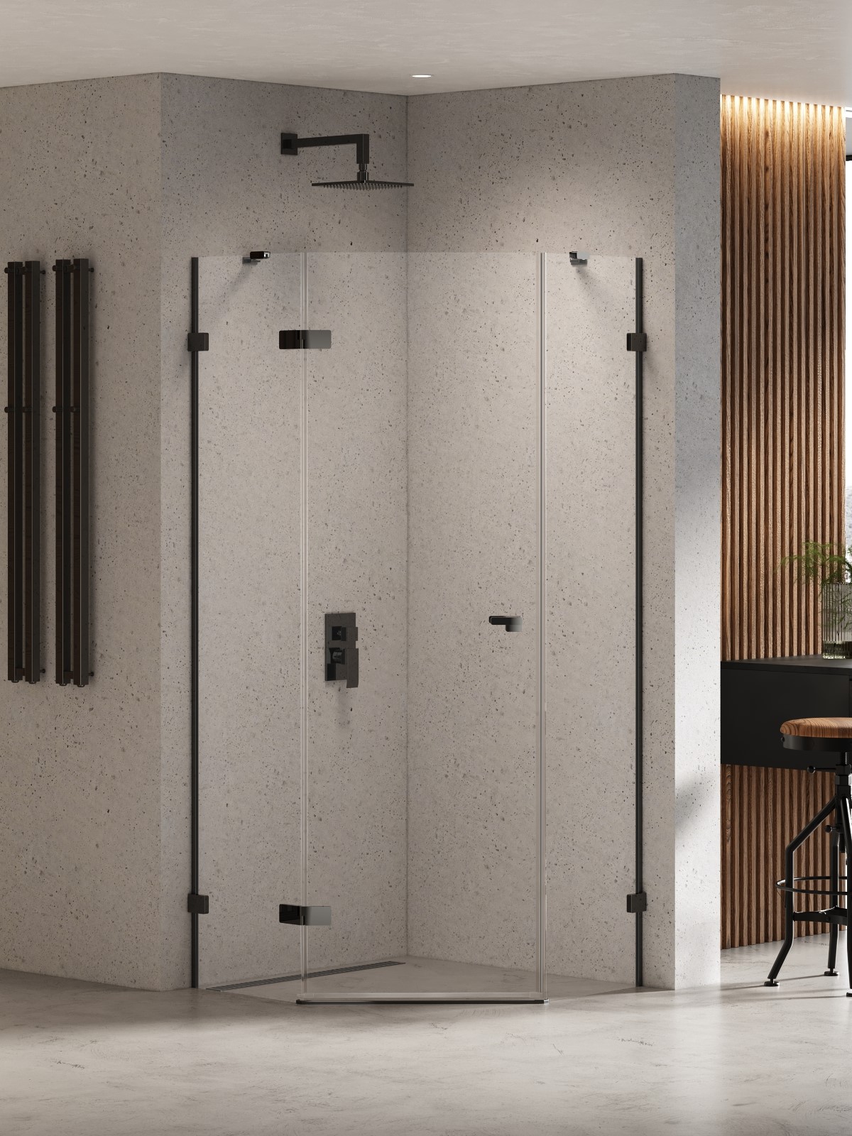 New Trendy Eventa Black Chrome douchecabine 90x90 cm zwart glans/helder glas EXK-6290