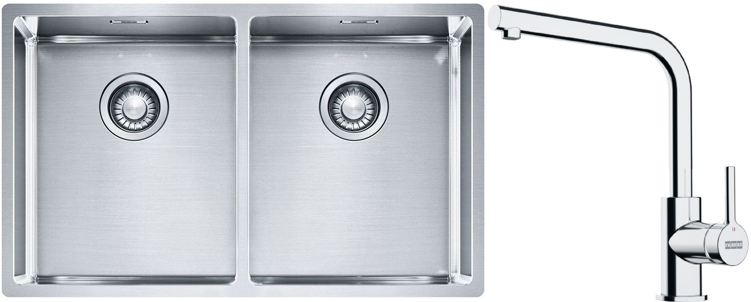 Set stalen spoelbak Franke Box 127.0370.188, keukenkraan Franke Lina 115.0693.230