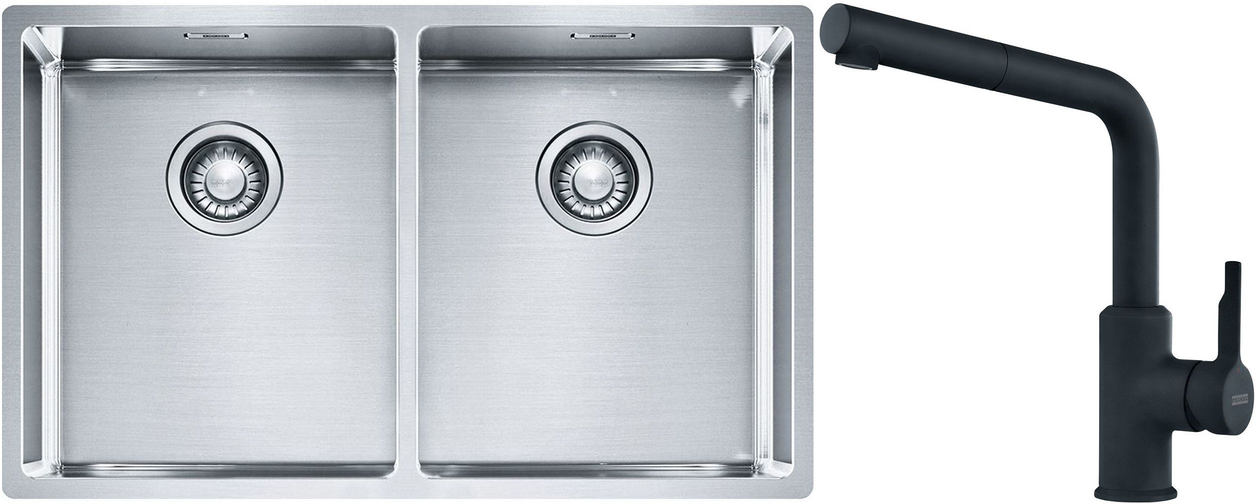 Set stalen spoelbak Franke Box 127.0370.188, keukenkraan Franke Urban 115.0627.523
