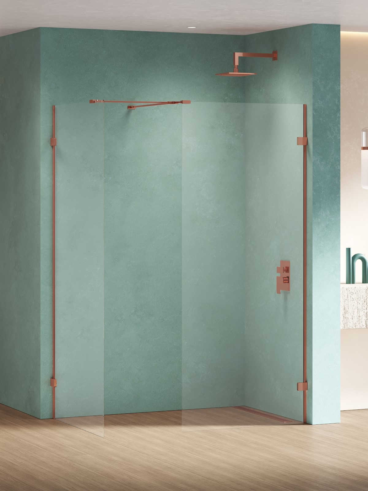 New Trendy Eventa Copper Shine inloopdouche 120x90 cm koper glans/helder glas EXK-6567