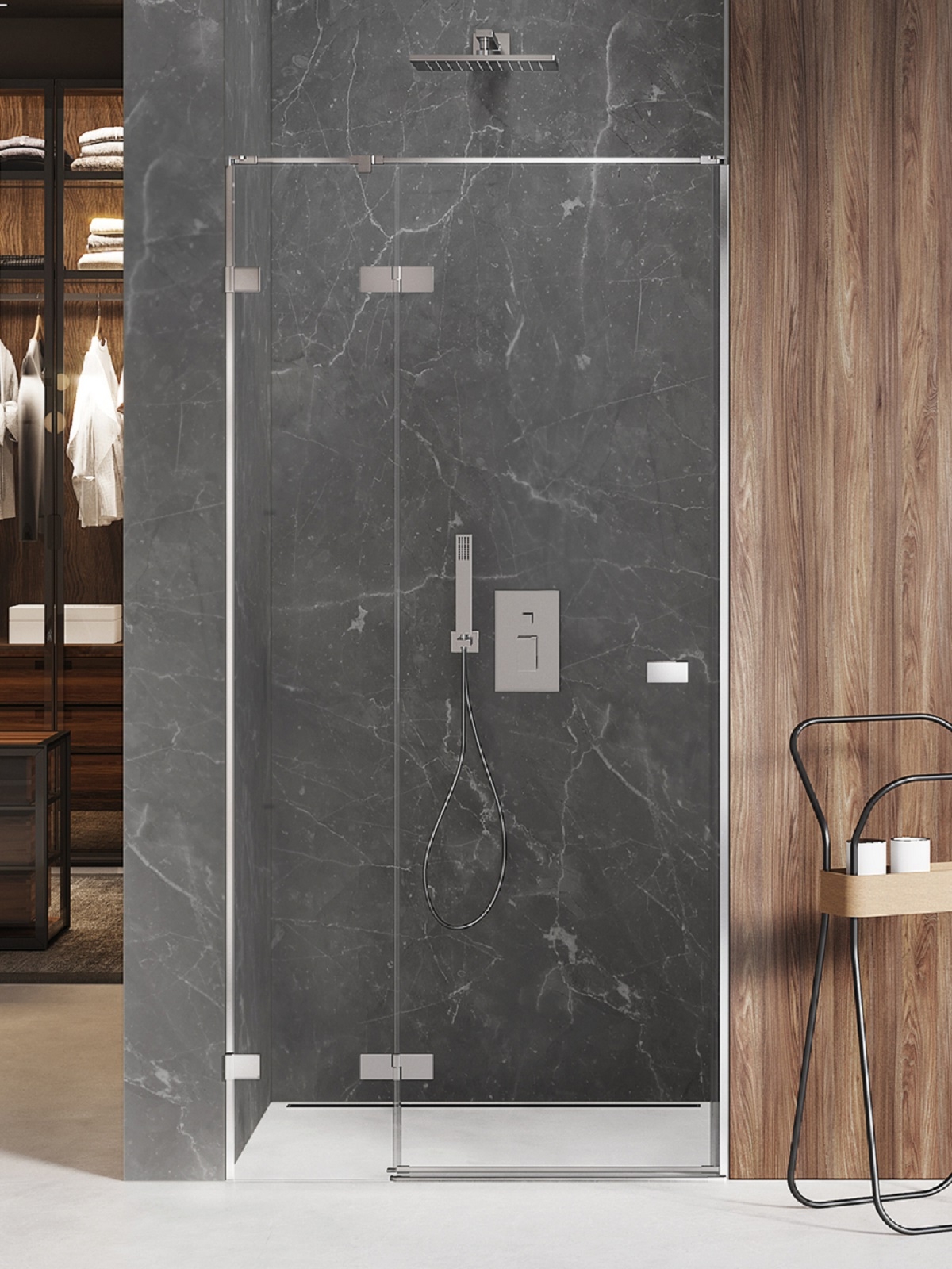 New Trendy Avexa douchedeur 130 cm kantelbaar chroom glans/helder glas EXK-1451