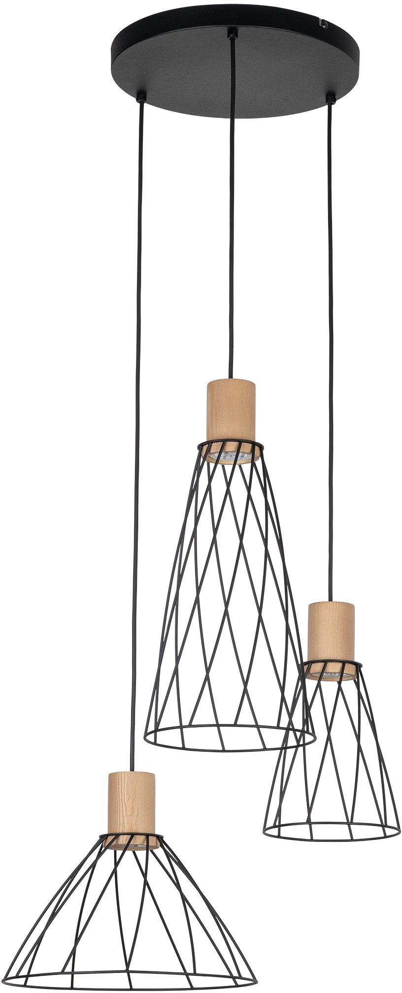 TK Lighting Modesto hanglamp 3x10 W zwart-hout 10188