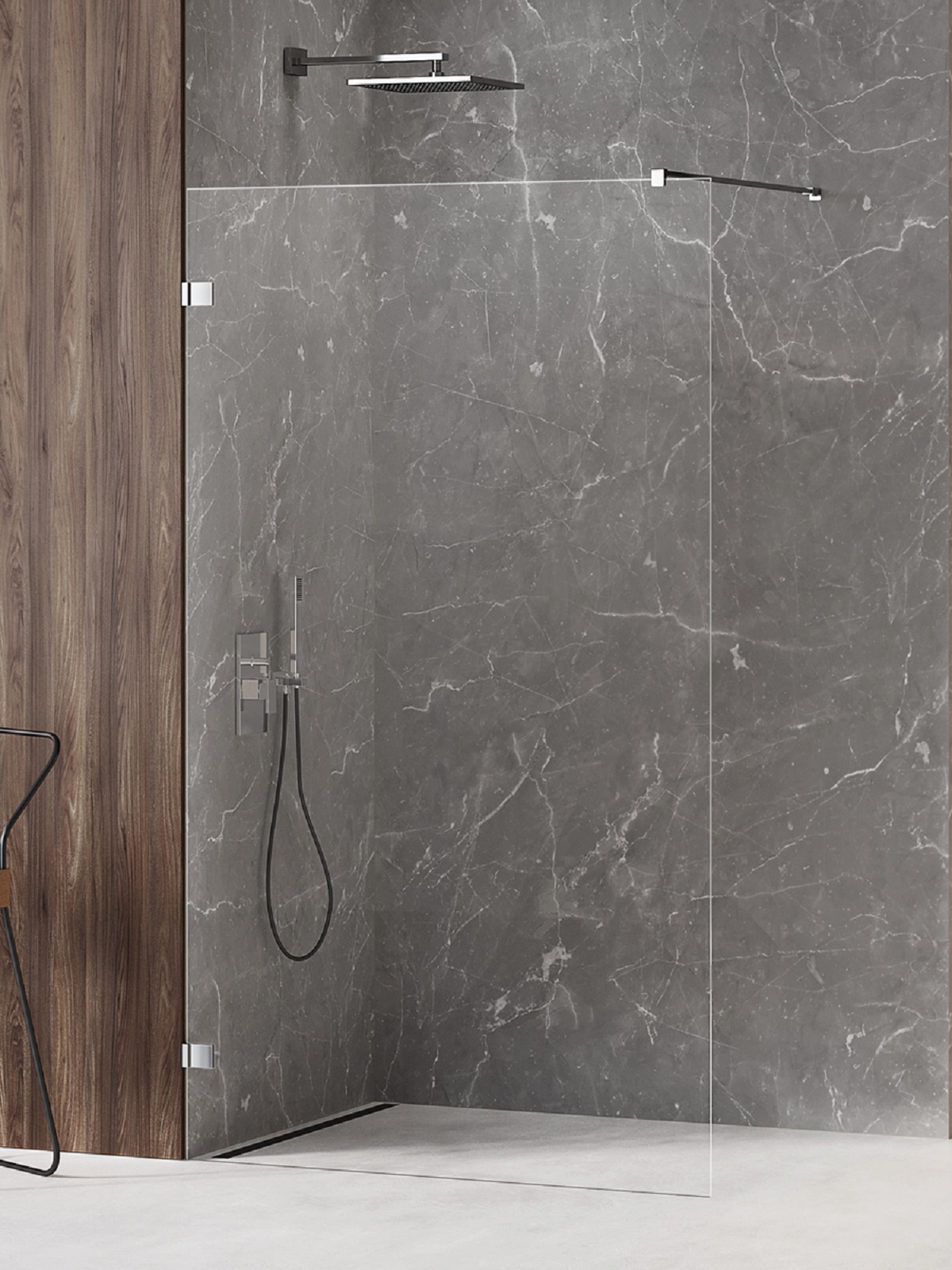 New Trendy Avexa inloopdouchewand 70 cm chroom glans/helder glas EXK-1798