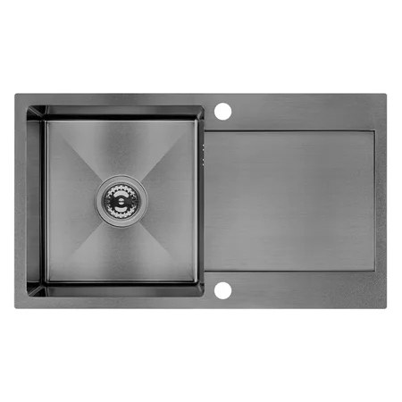 Laveo Marmara stalen spoelbak 76x44 cm grafiet SAM_511T