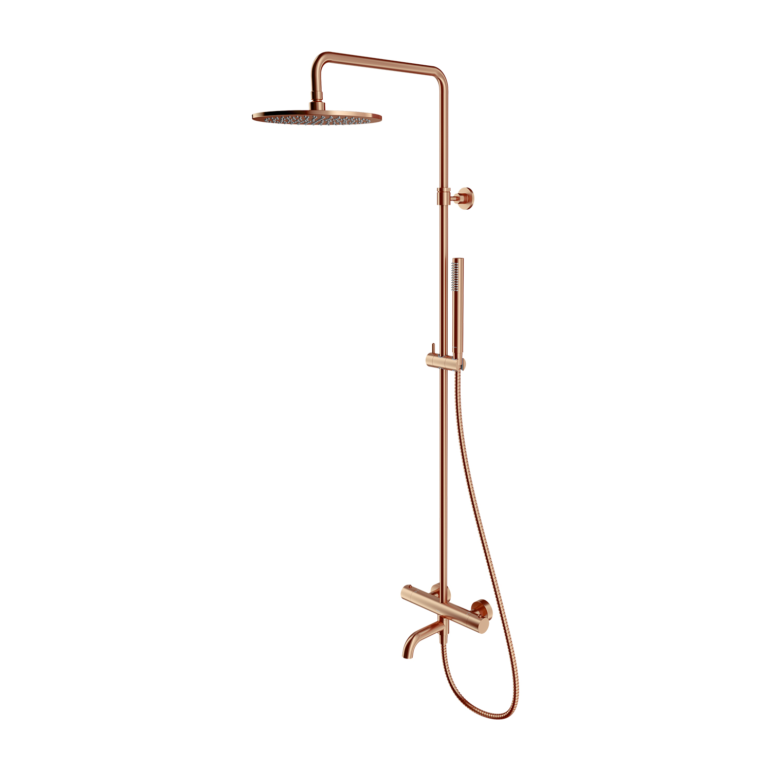 Omnires Y bad- en doucheset wand met thermostaat met regendouche koper Y1234CPB