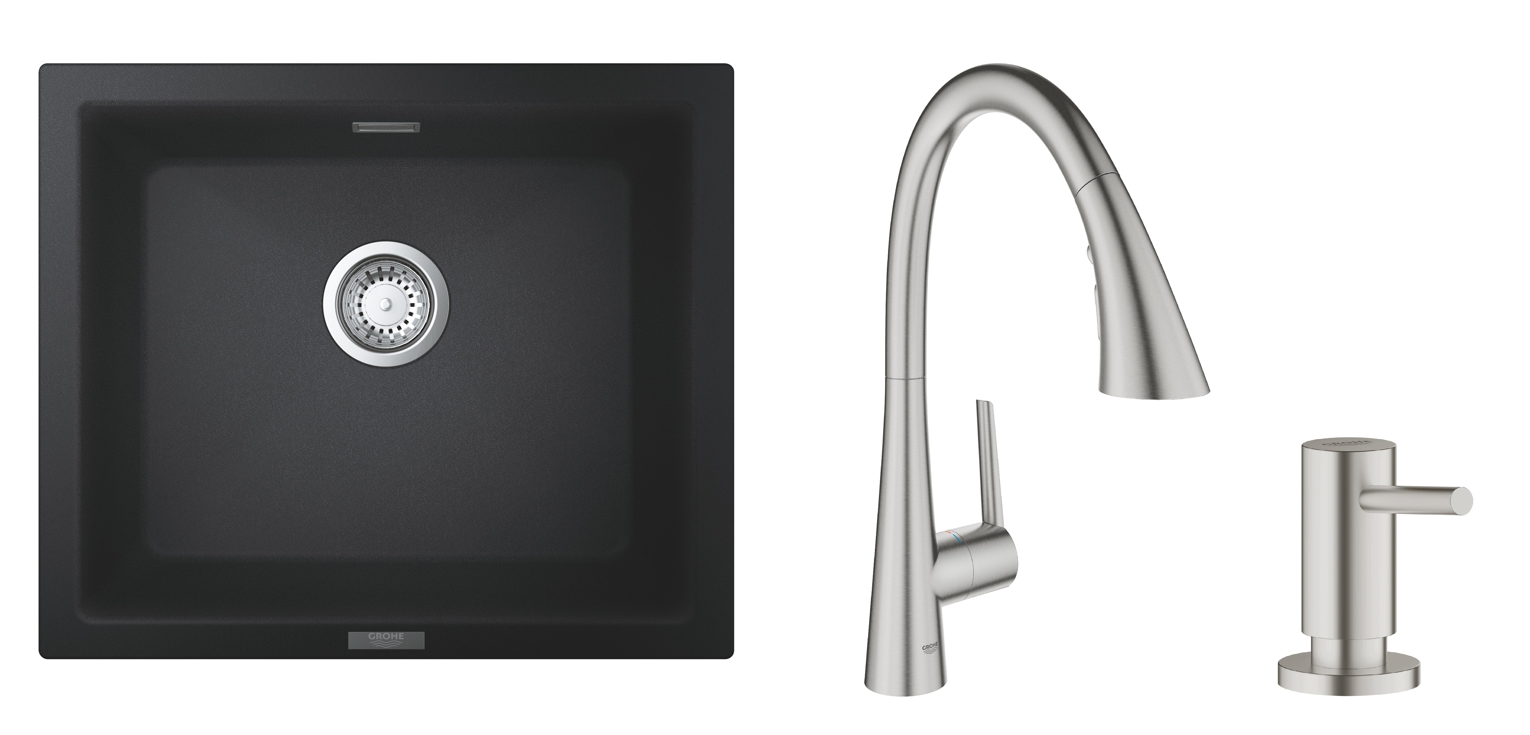 Set keukenkraan Grohe Zedra 32294DC2, spoelbak van graniet Grohe K700 31654AP0, 40535DC0