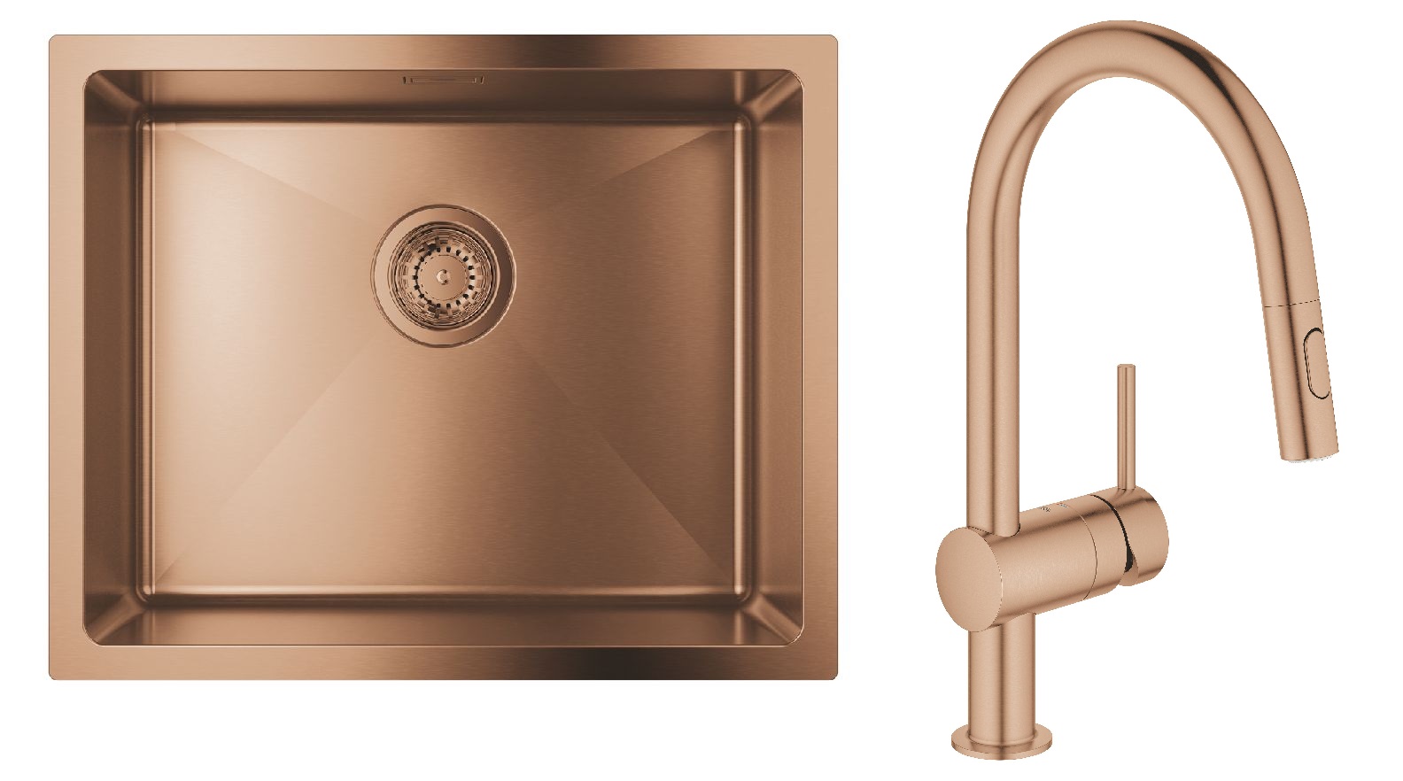 Set stalen spoelbak Grohe K700U 31574DL1, keukenkraan Grohe Minta 32321DL2