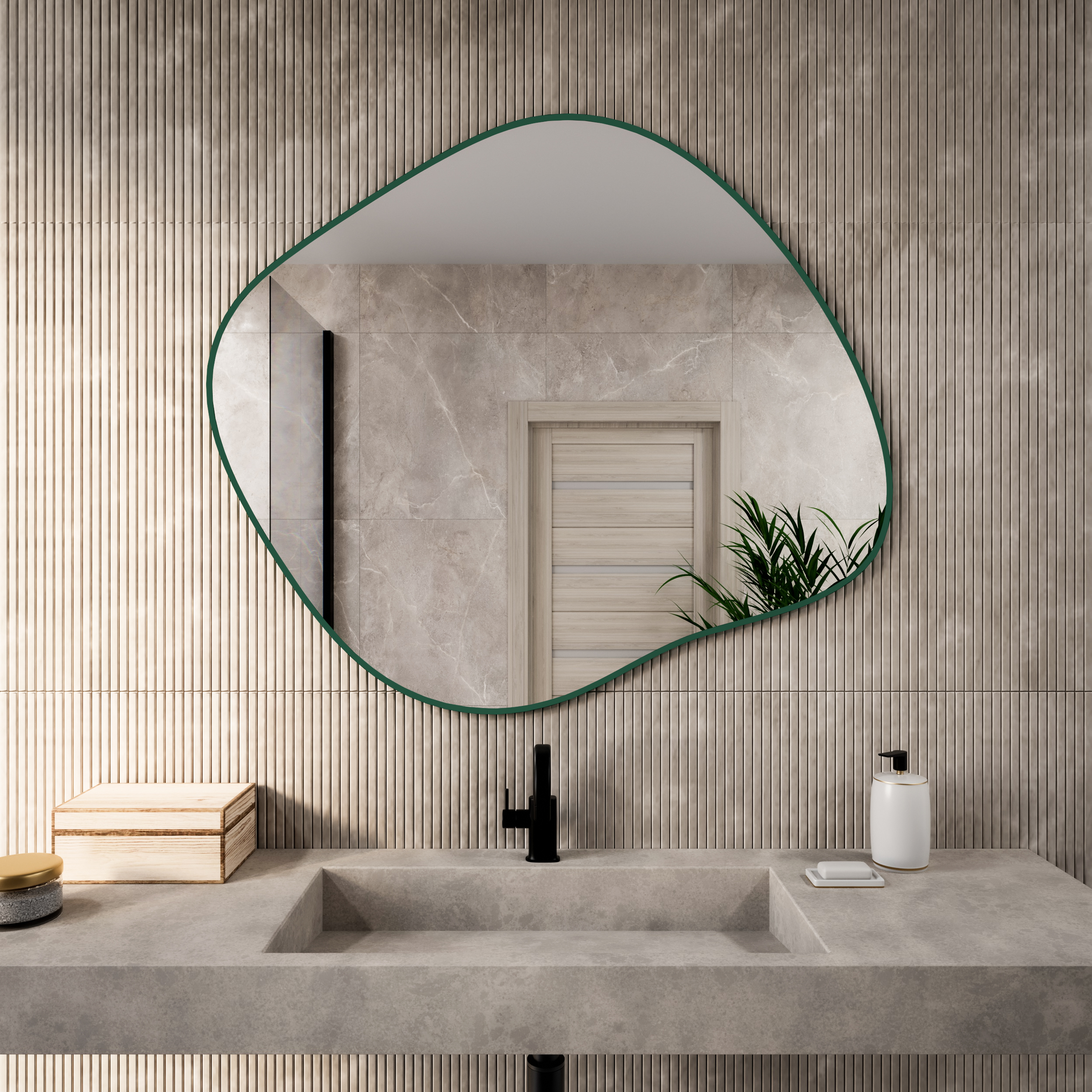 Baltica Design Tiny Border Stain III spiegel 100x86 cm groen 5904107931951
