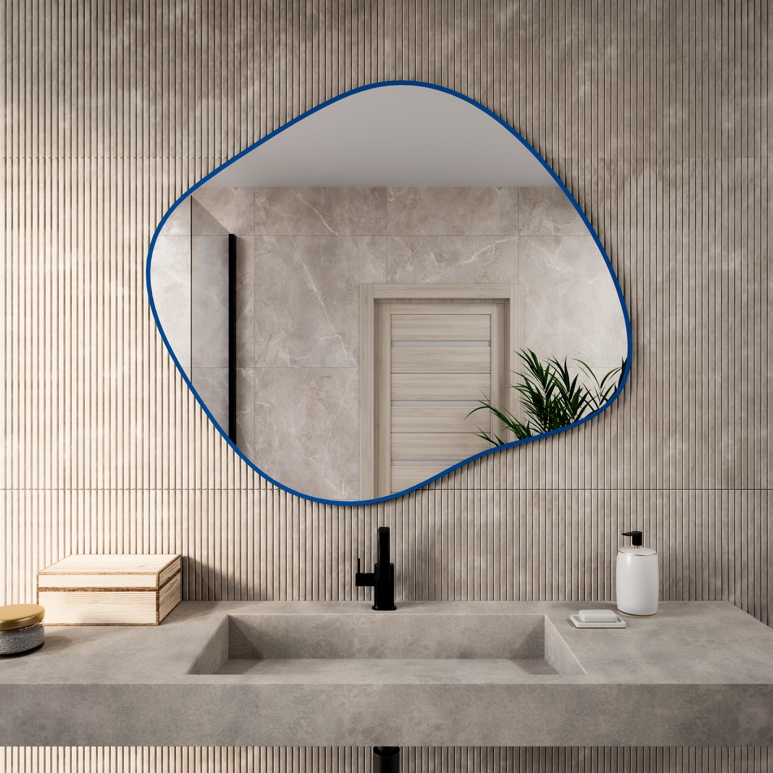 Baltica Design Tiny Border Stain III spiegel 70x60 cm blauw 5904107931869