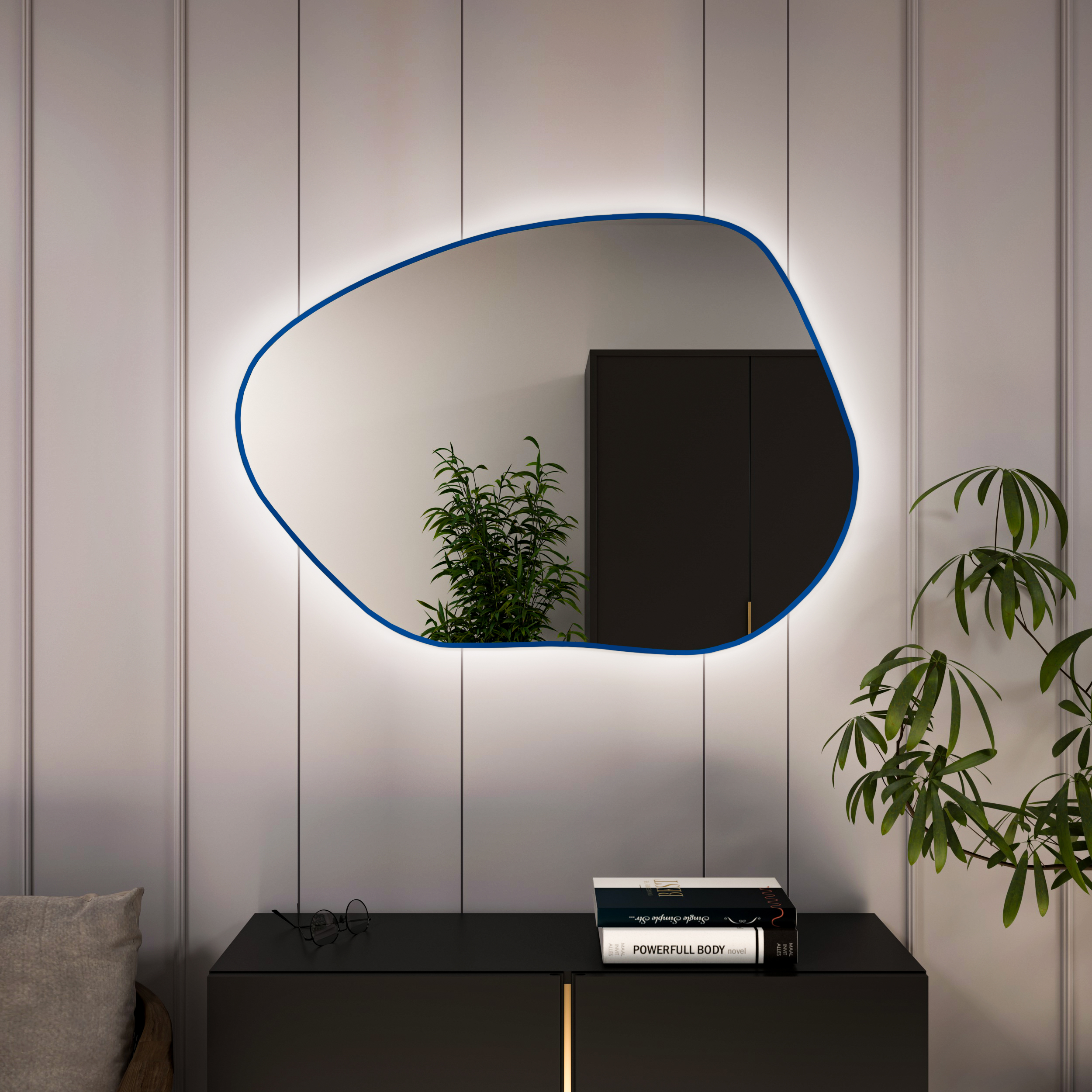 Baltica Design Bright Stain I spiegel 100x72 cm met verlichting blauw 5904107931593
