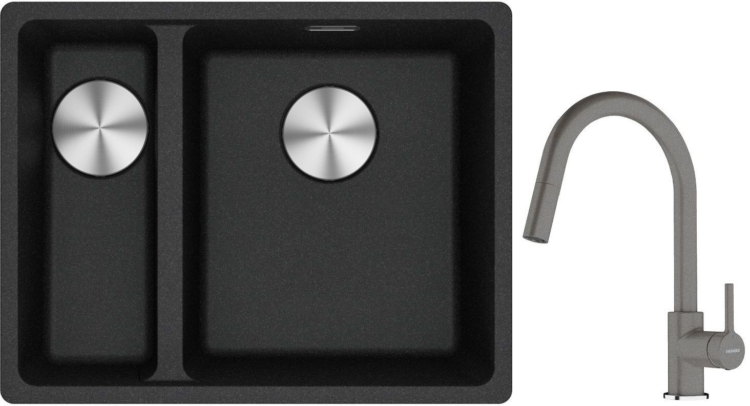 Set spoelbak van graniet Franke Maris 125.0687.269, keukenkraan Franke Lina 115.0626.057