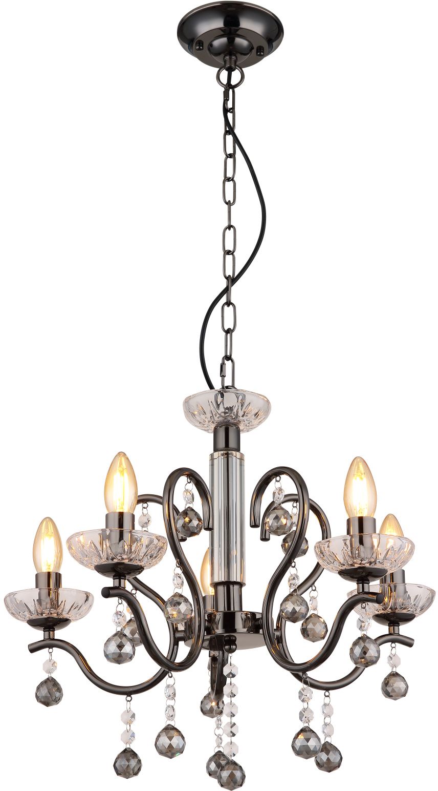 Globo Lighting Camila hanglamp 5x40 W zwart-kristal 64134-5