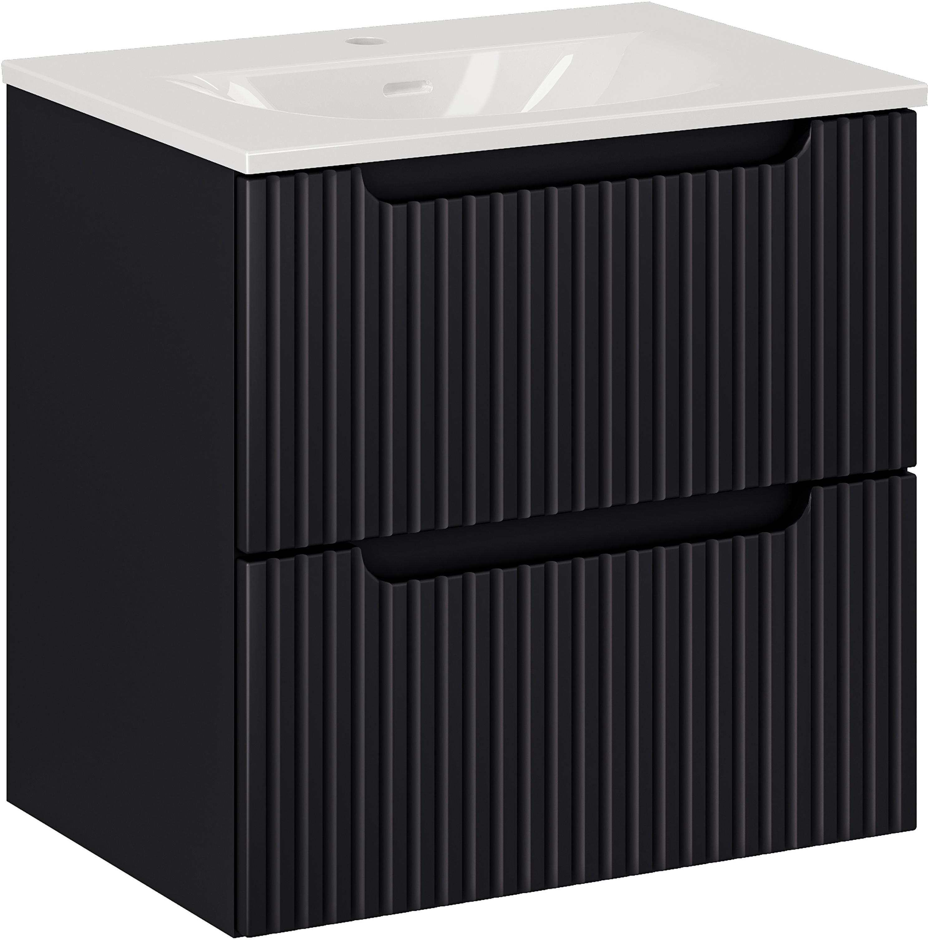 Set kast Comad Nova Black NOVA BLACK D2 82-60-2S, wastafel Comad Sky 3 SKY 3 60CM DP (E-8099-3-60)