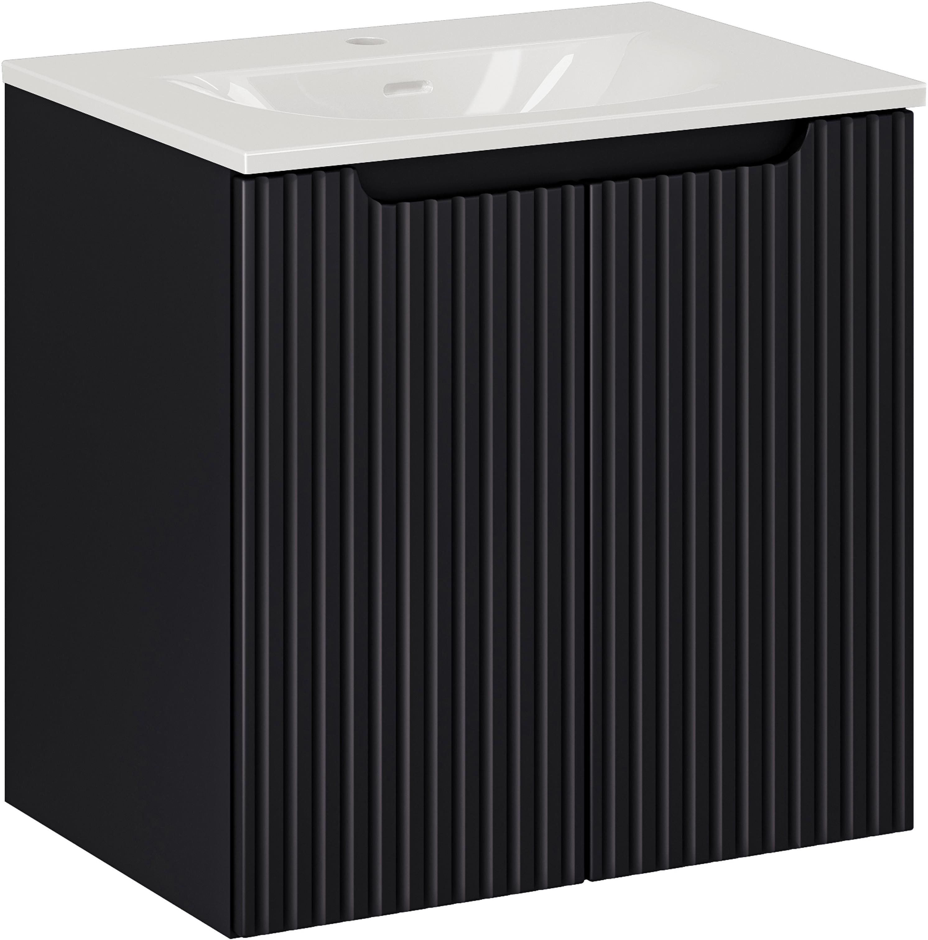 Set kast Comad Nova Black NOVA BLACK D2 82-60-2D, wastafel Comad Sky 3 SKY 3 60CM DP (E-8099-3-60)