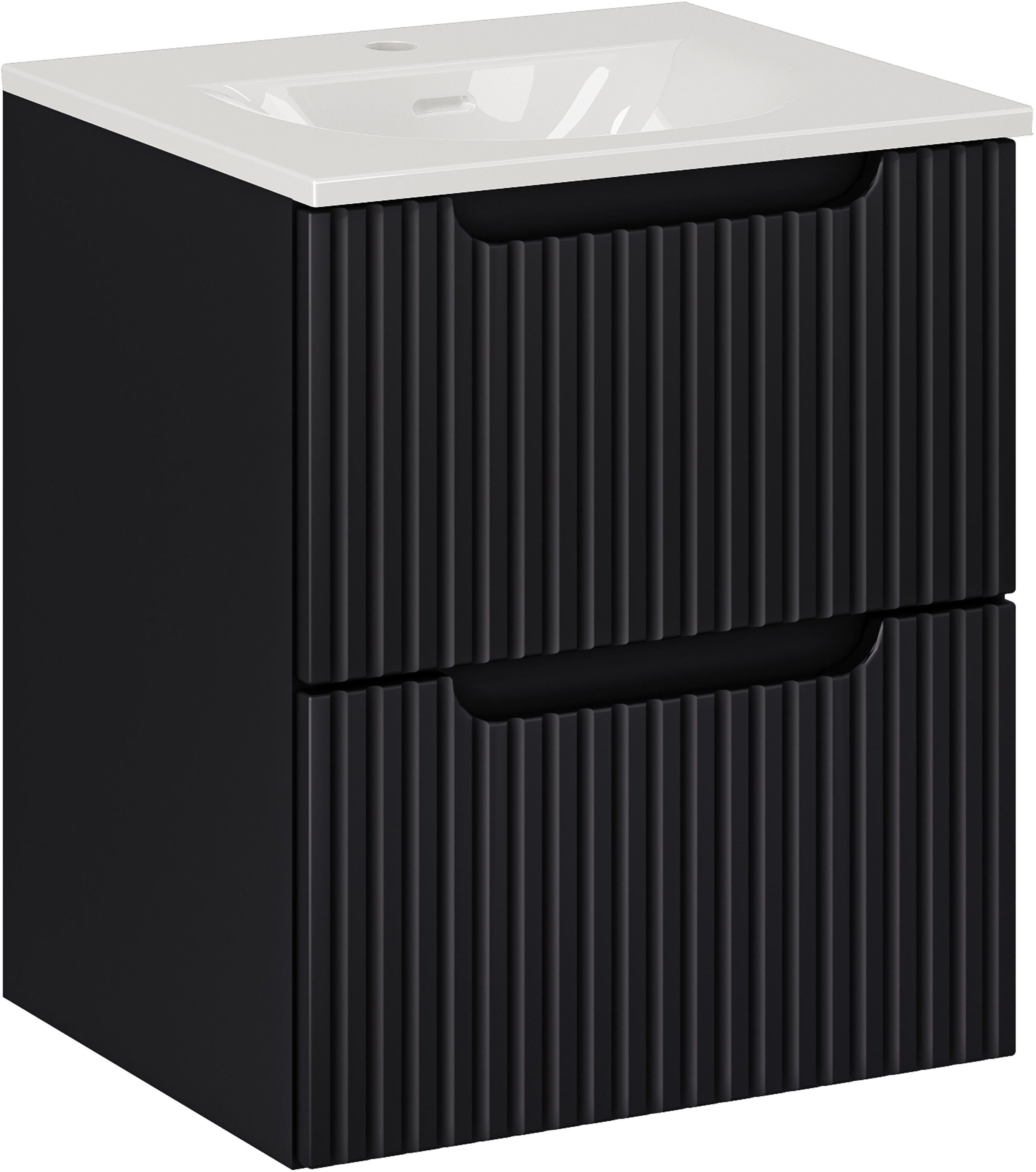 Set kast Comad Nova Black NOVA BLACK D2 82-50-2S, wastafel Comad Sky 3 SKY 3 50CM DP (E-8099-3-50)