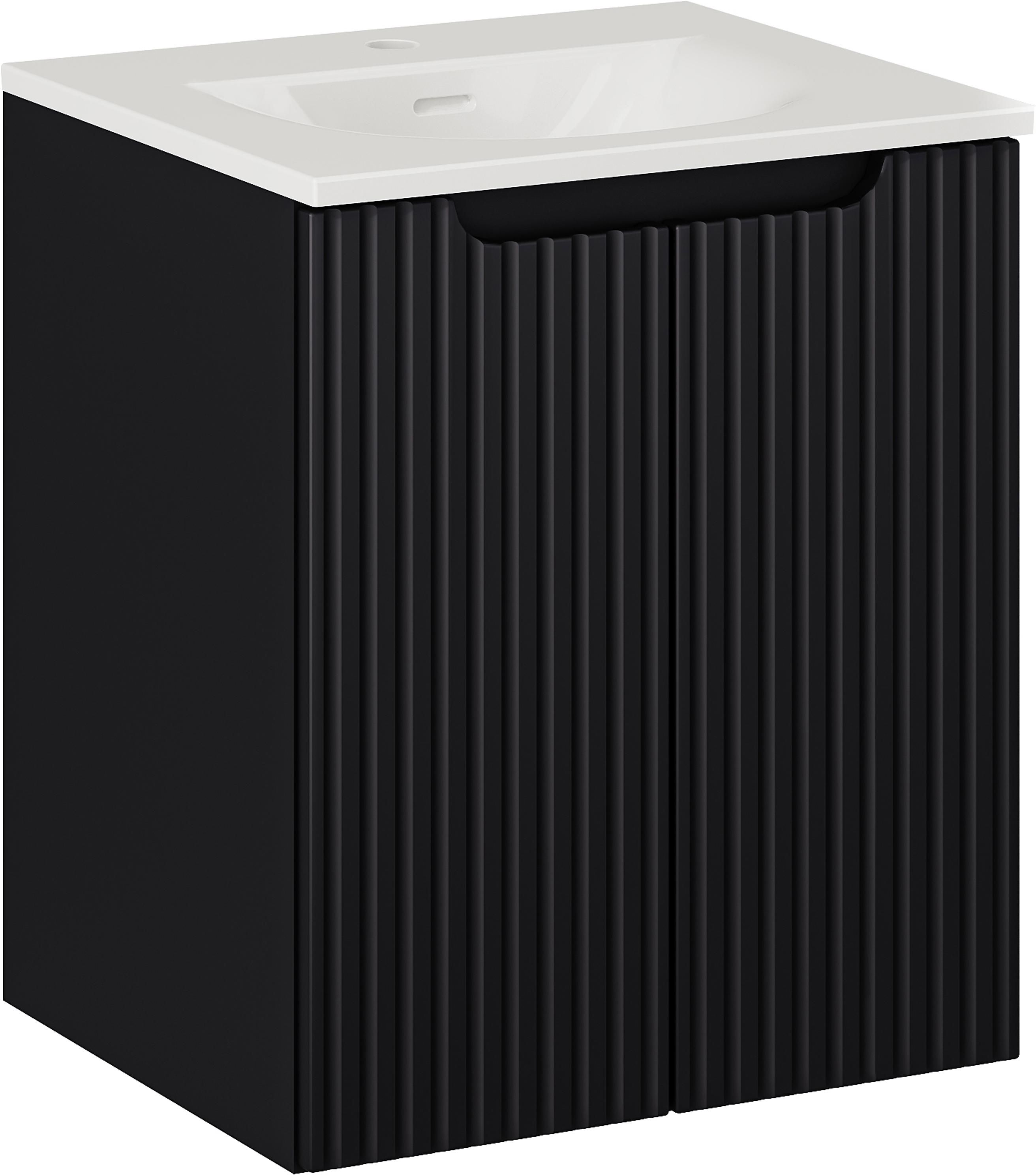 Set kast Comad Nova Black NOVA BLACK D2 82-50-2D, wastafel Comad Sky 3 SKY 3 50CM DP (E-8099-3-50)