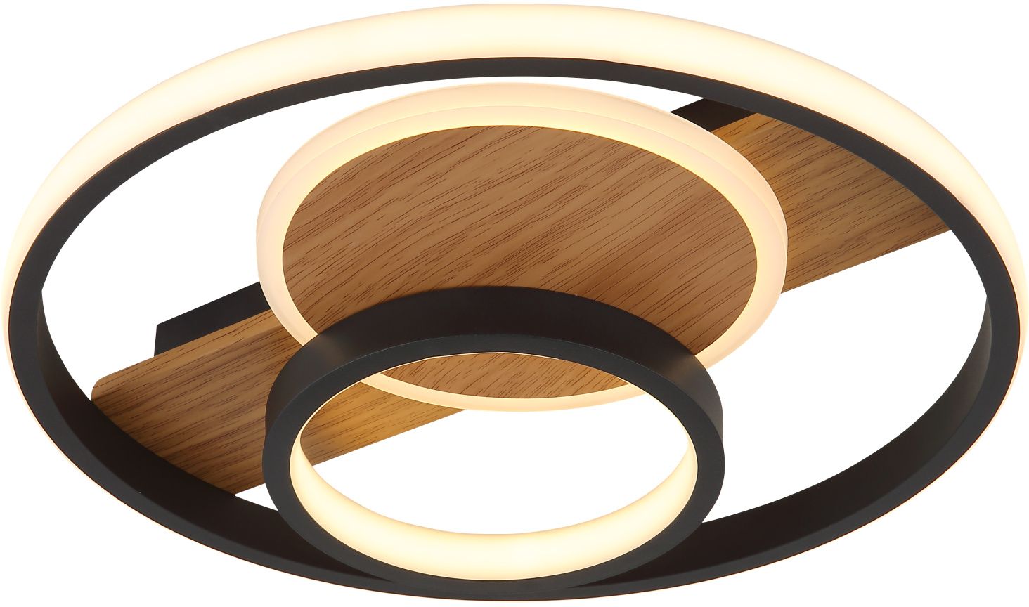 Globo Lighting Pikara plafondlamp 1x24 W wit-zwart-hout 67322-24