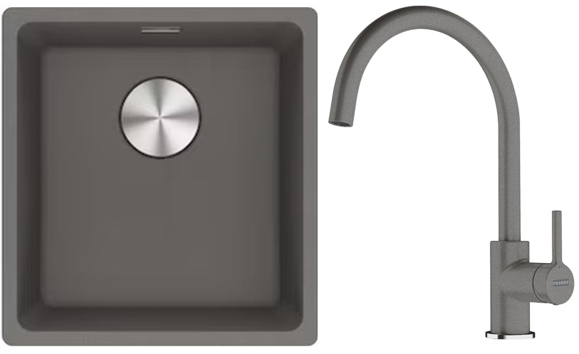 Set spoelbak van graniet Franke Maris 125.0687.250, keukenkraan Franke Lina 115.0626.022