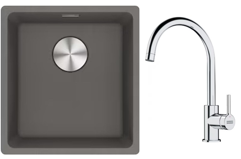 Set spoelbak van graniet Franke Maris 125.0687.250, keukenkraan Franke Lina 115.0693.228