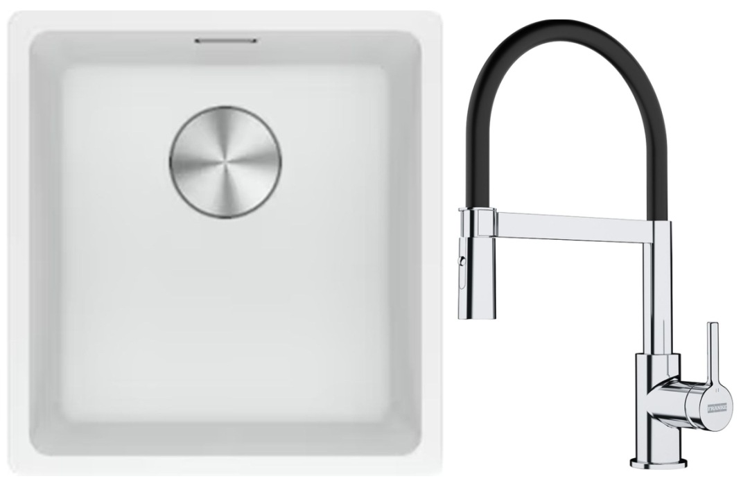 Set spoelbak van graniet Franke Maris 125.0687.251, keukenkraan Franke Lina 115.0626.085