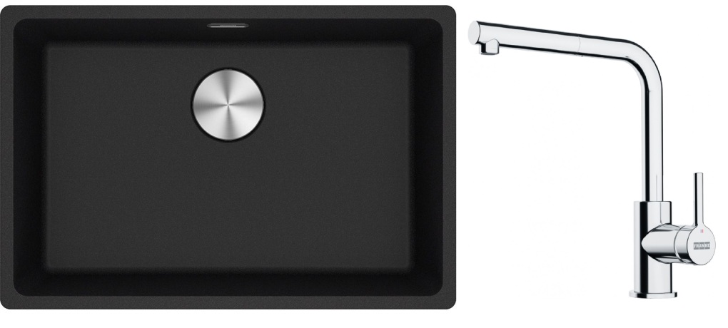 Set spoelbak van graniet Franke Maris 125.0687.257, keukenkraan Franke Lina 115.0712.420