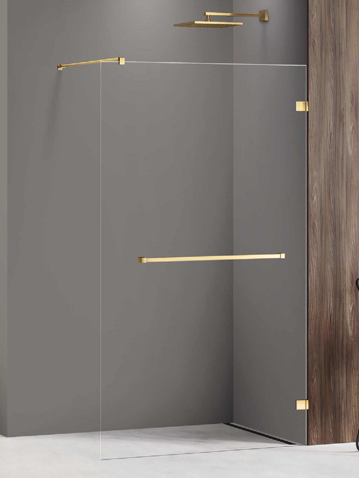 New Trendy Avexa Gold Shine inloopdouchewand 110 cm gouden glans/helder glas EXK-7082