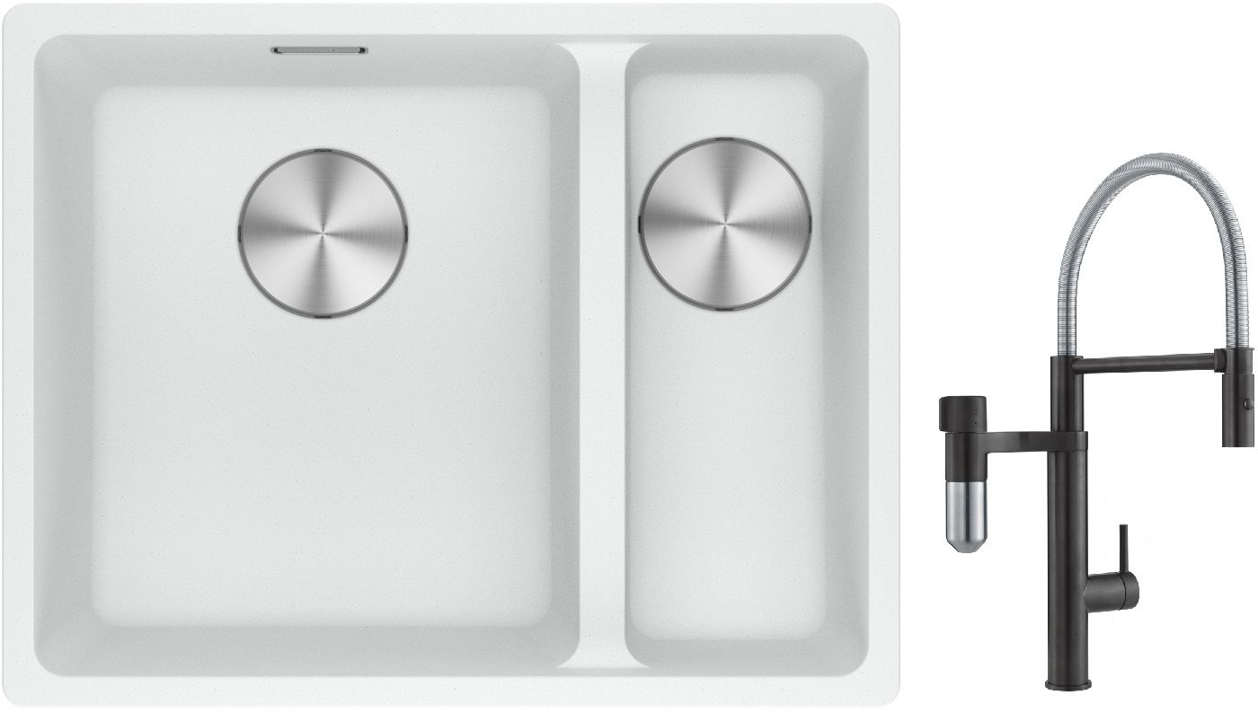 Set keukenkraan Franke Vital Semi-Pro 120.0621.313, spoelbak van graniet Franke Maris 125.0687.267
