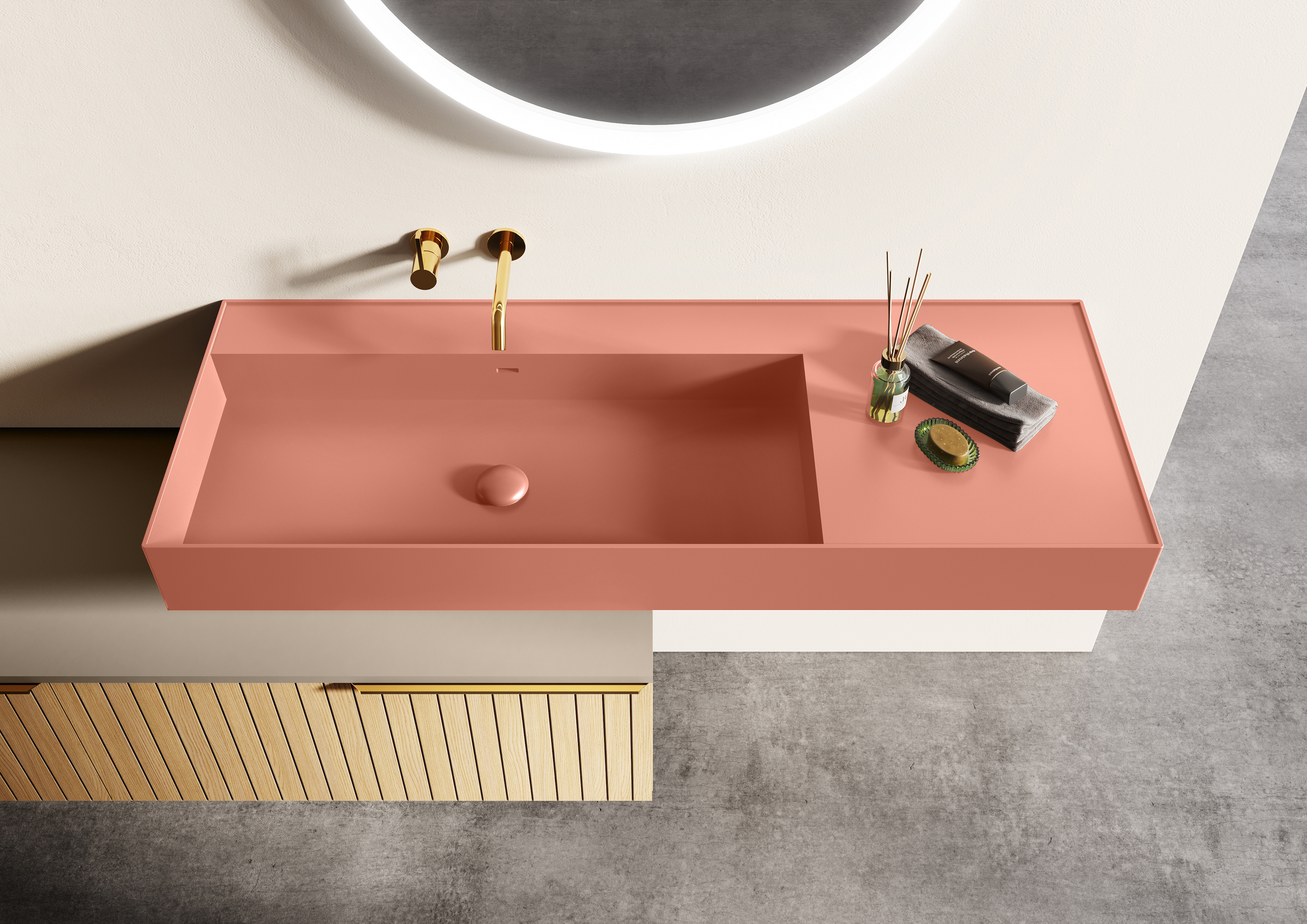 Elita Level wastafel 100.5x45.5 cm rechthoekig klassiek roze mat RE041461186600