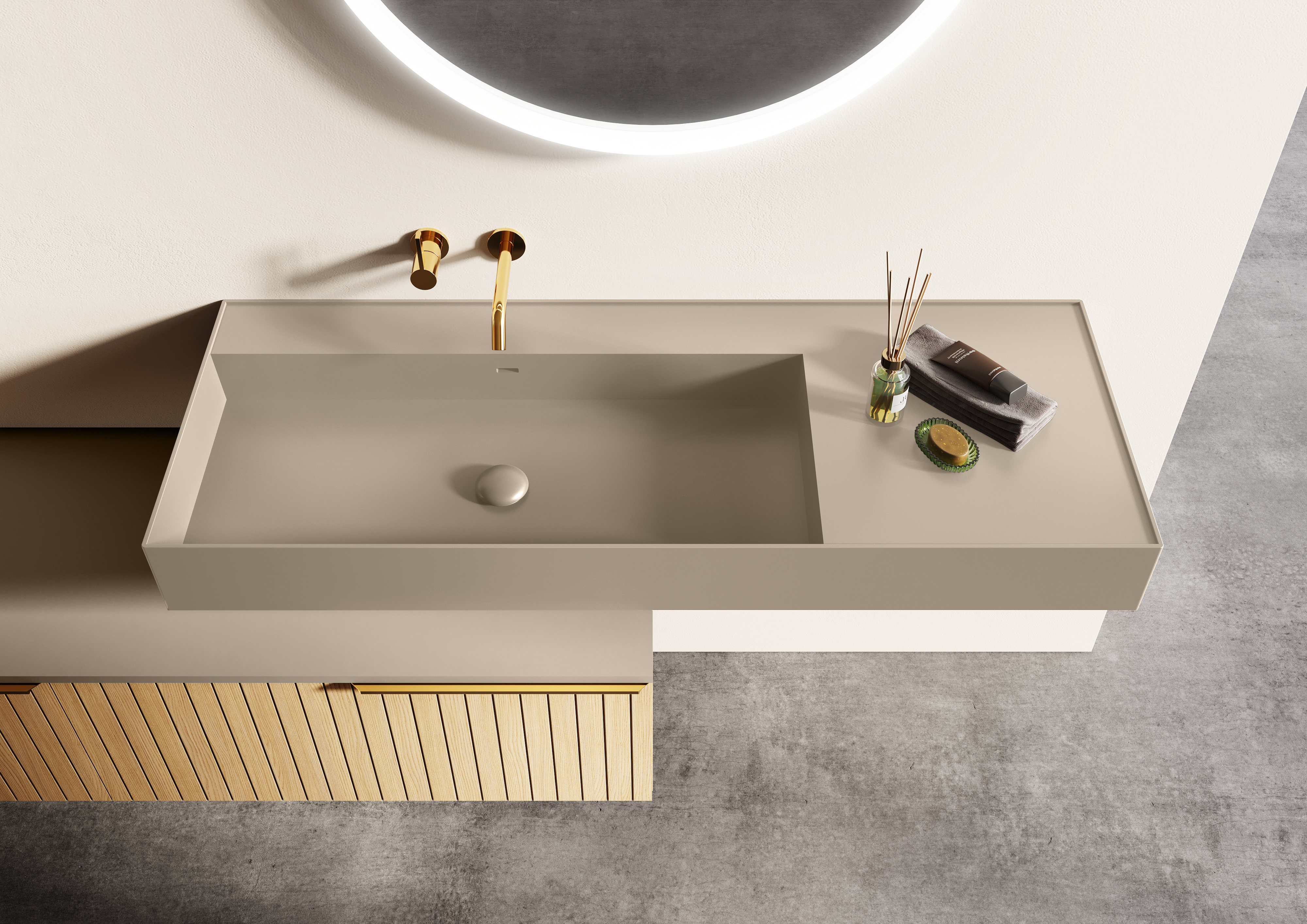 Elita Level wastafel 120.5x45.5 cm rechthoekig klassiek brons/beige mat RE041461197020