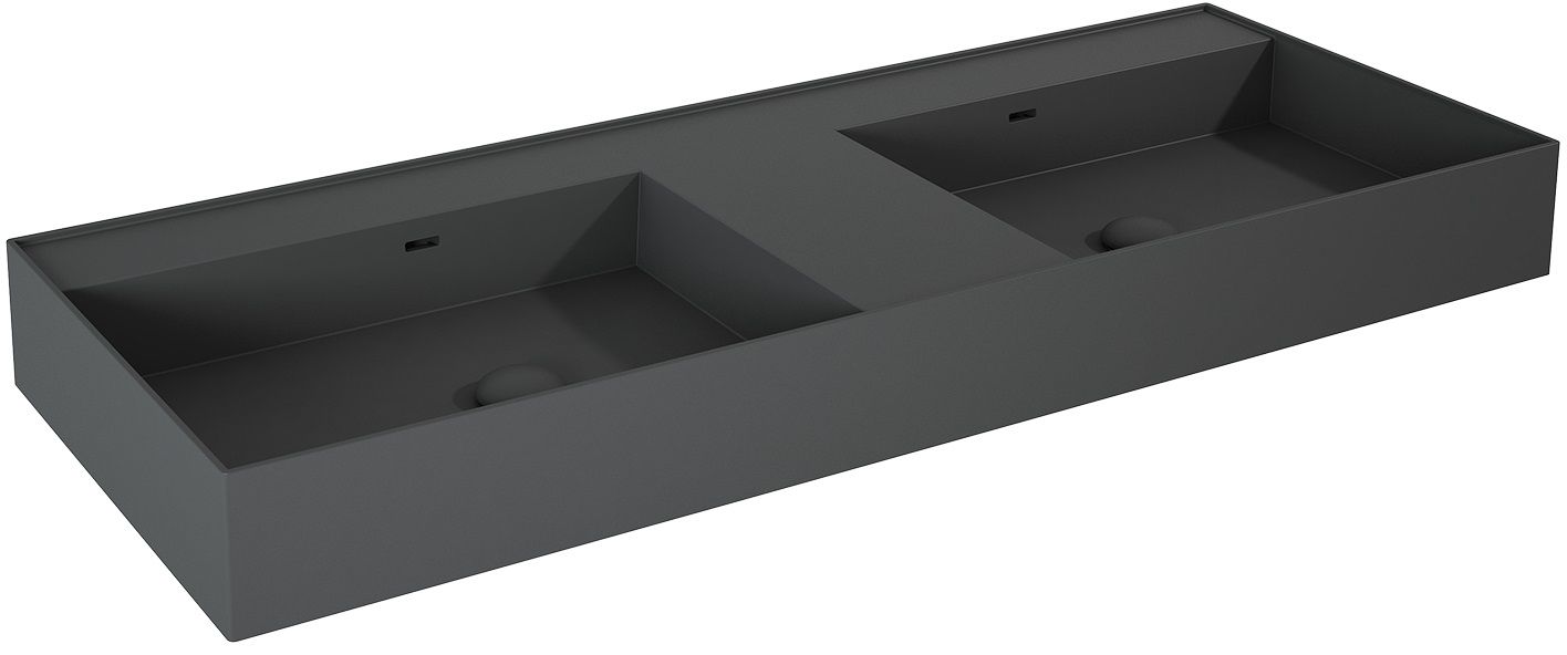Elita Level wastafel 120.5x45.5 cm rechthoekig klassiek-dubbele antraciet mat RE041461206010