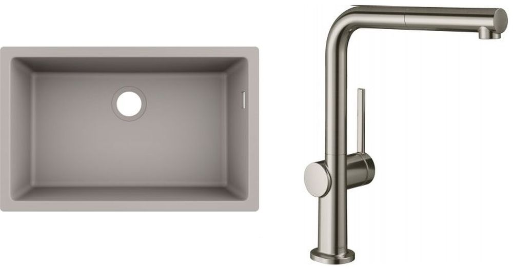Set spoelbak van graniet Hansgrohe S 51 43432380, keukenkraan Hansgrohe Talis M54 72809800