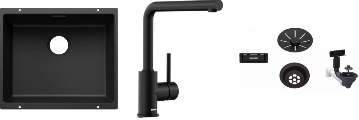 Set spoelbak van graniet Blanco Subline 500-U 527794, keukenkraan Blanco Mila 526657, 207422
