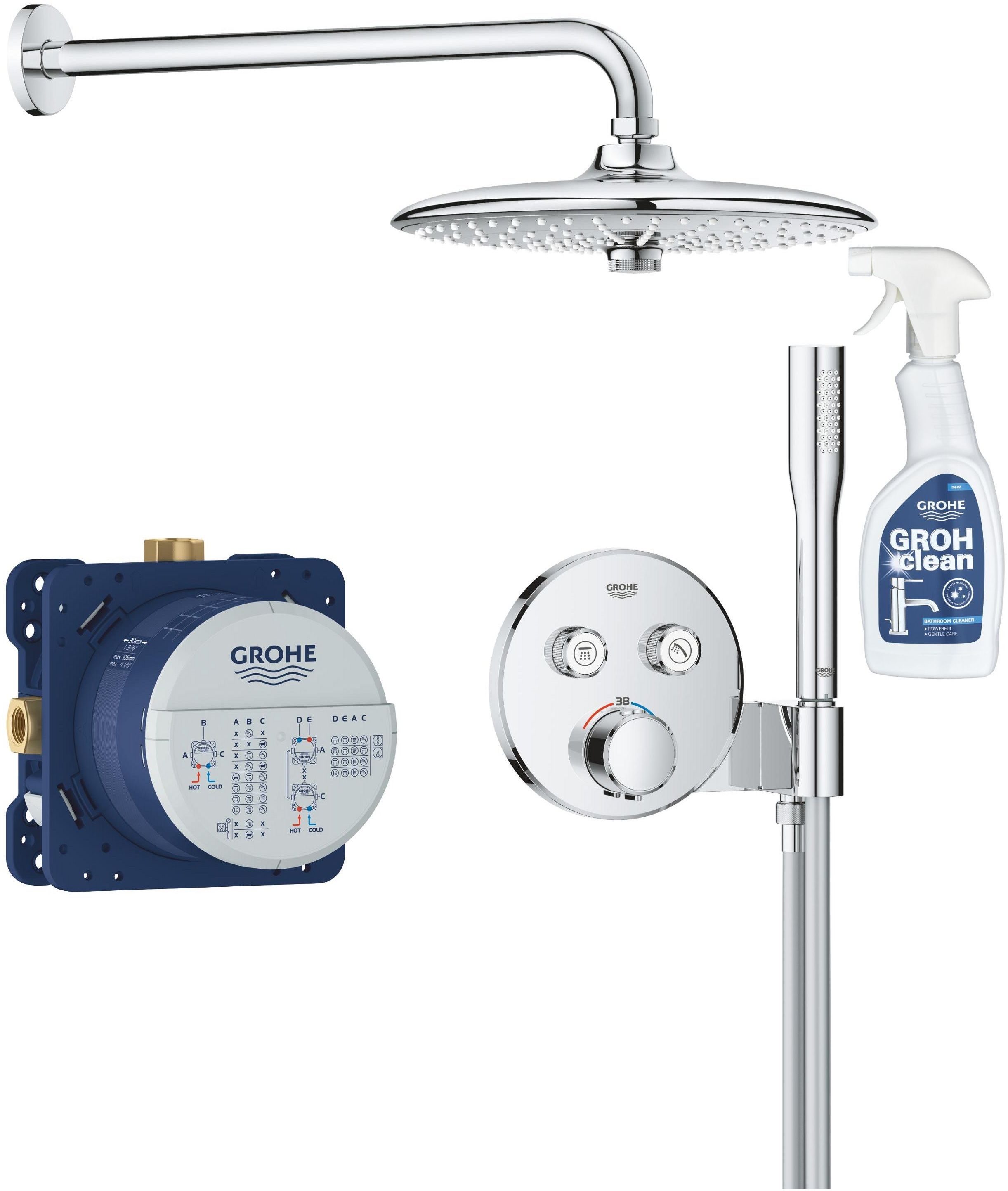 Set doucheset Grohe Precision Smartcontrol 34878000, chroomreiniger Grohe 48166000